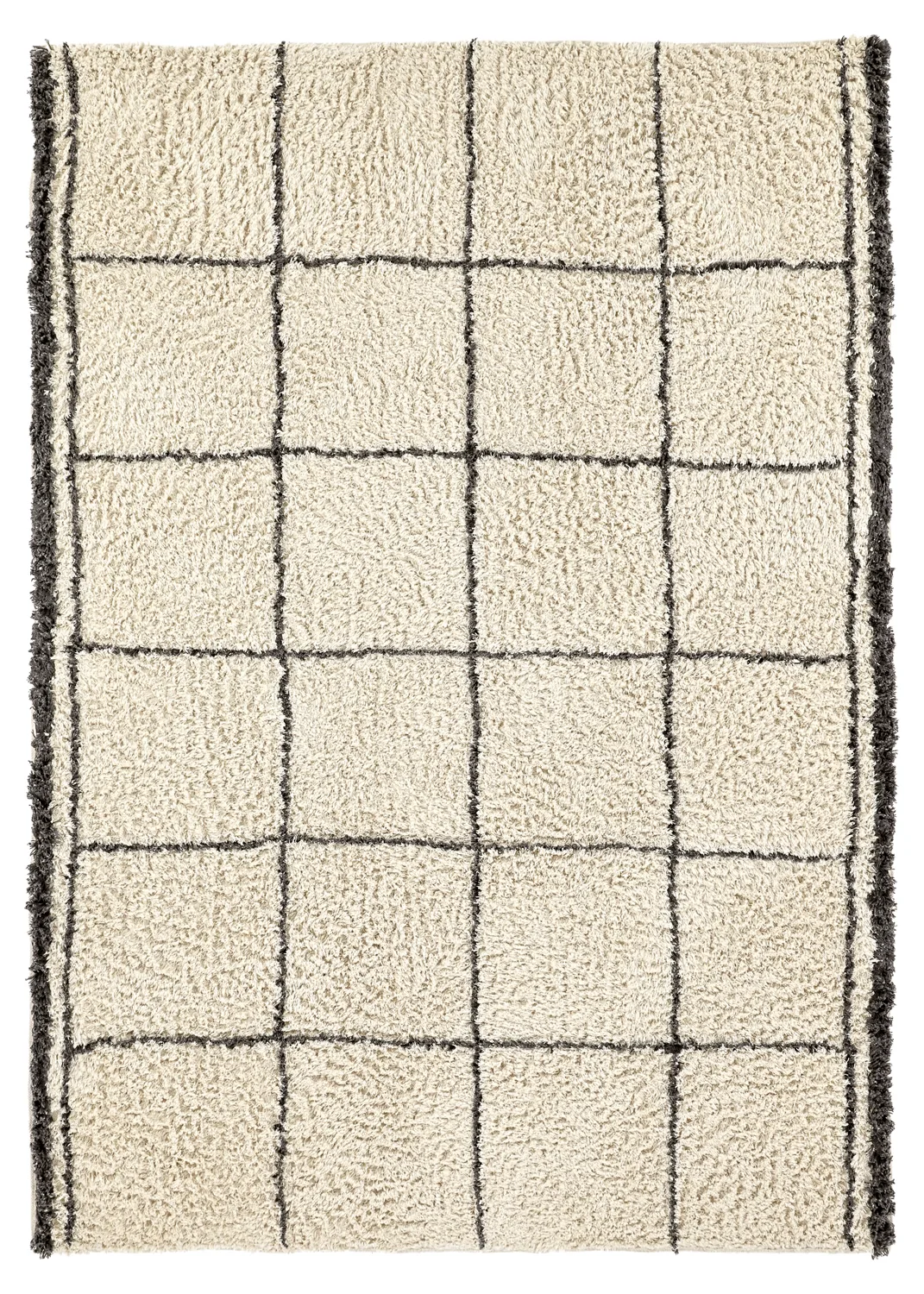 Ryetepper - Lana Natural Cotton Shaggy (krem/mørk grå) (Størrelse: 160 x 230 cm)