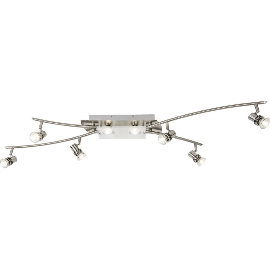 Spot Calisto Grau Metall 122.5 cm 16 cm - Farbe: Nickel - LED - Lichtfarbe: Warmweiss - LED Energiesparlampen