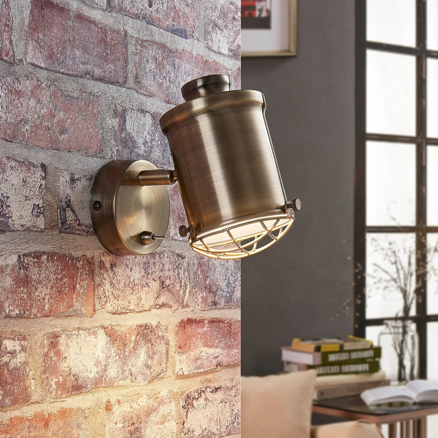 Ebbi Wandleuchte Dim. Brass - Lindby - Wohnzimmer - Modern - Metall - Einflammig