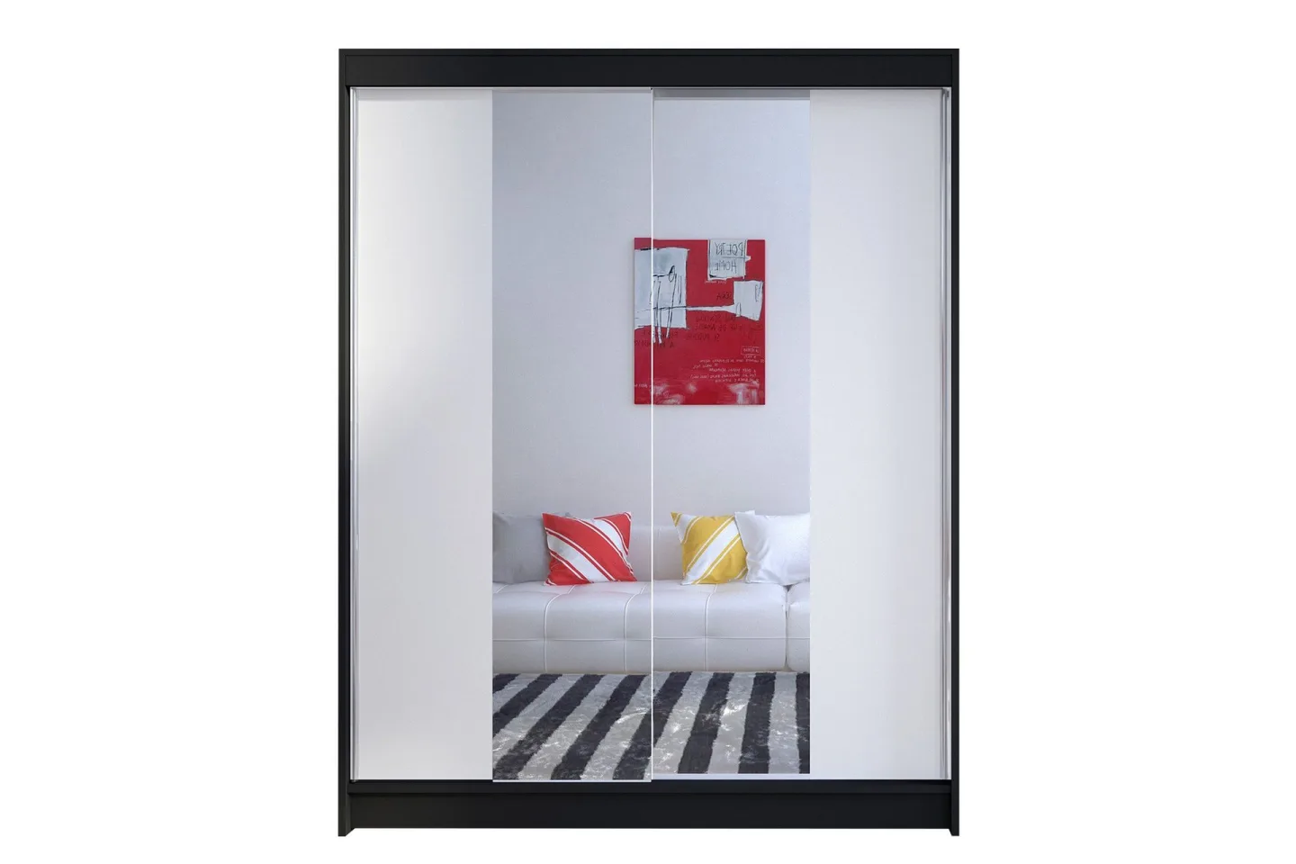 Camino Garderob 150x58x200 cm LED-belysning - Vit/Svart