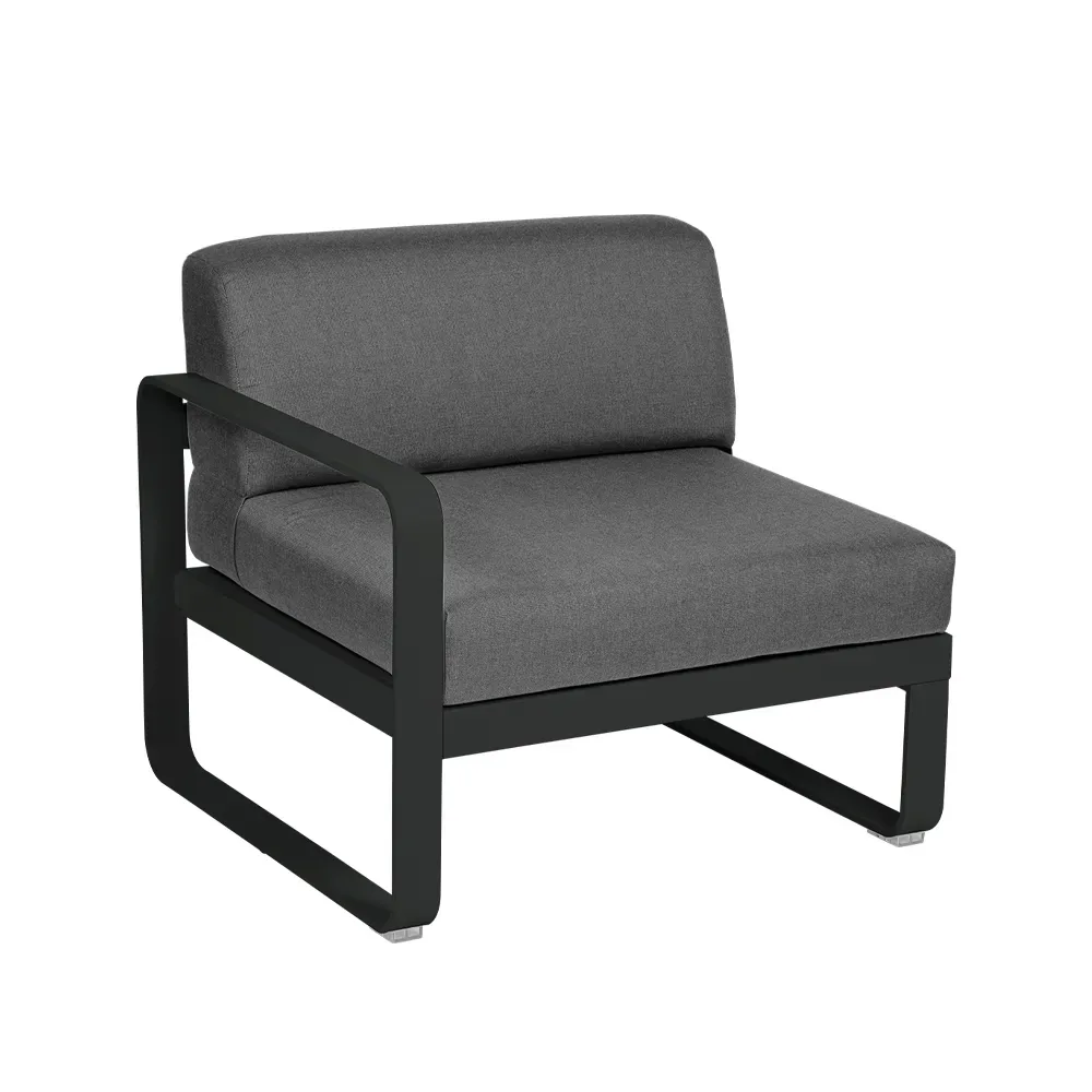 Fermob Bellevie Left modulsoffa Liquorice (svart), graphite grey dyna, 1-sits