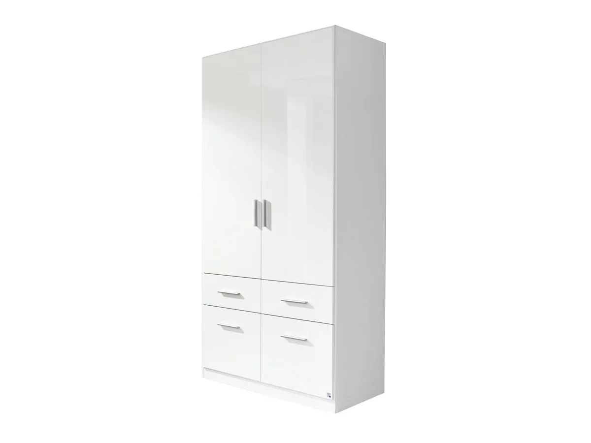 Kleiderschrank weiß hochglanz - rauch - 91 cm - CELLE