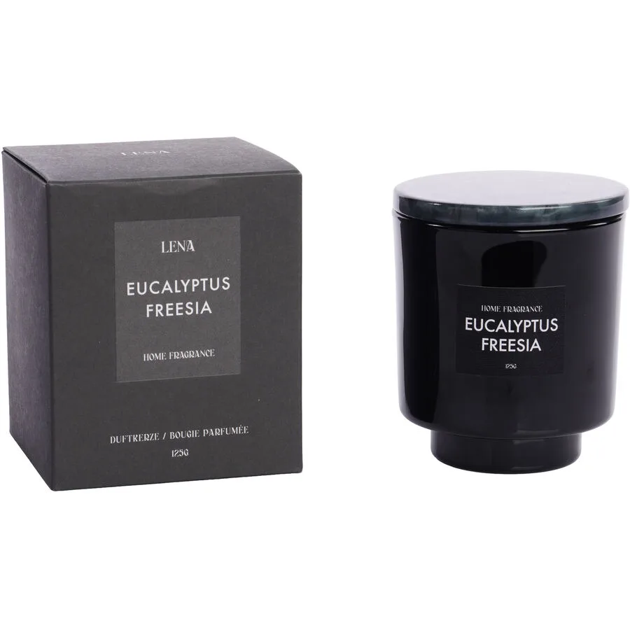 Duftkerze Lena Eucalyptus Freesia 125g schwarz - Material: Glas/Polyresin