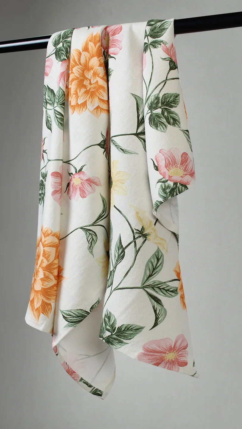 Kjøkkenhåndkle 2-pak - Dahlia (oransje) (Størrelse: 50 x 70 cm)