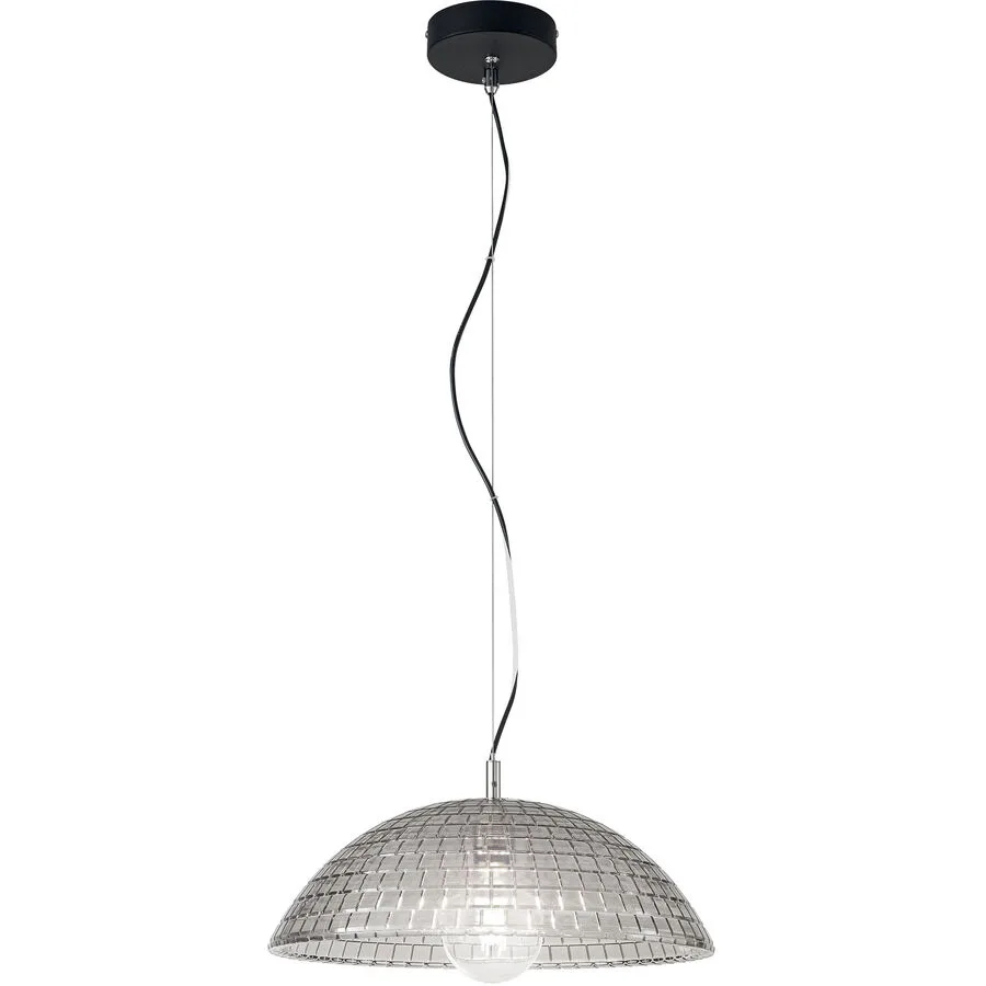 Pendellampe Astona Grau Glas/Metall 14.5 cm Höhenverstellbar (manuell) - Material: Metall/Glas