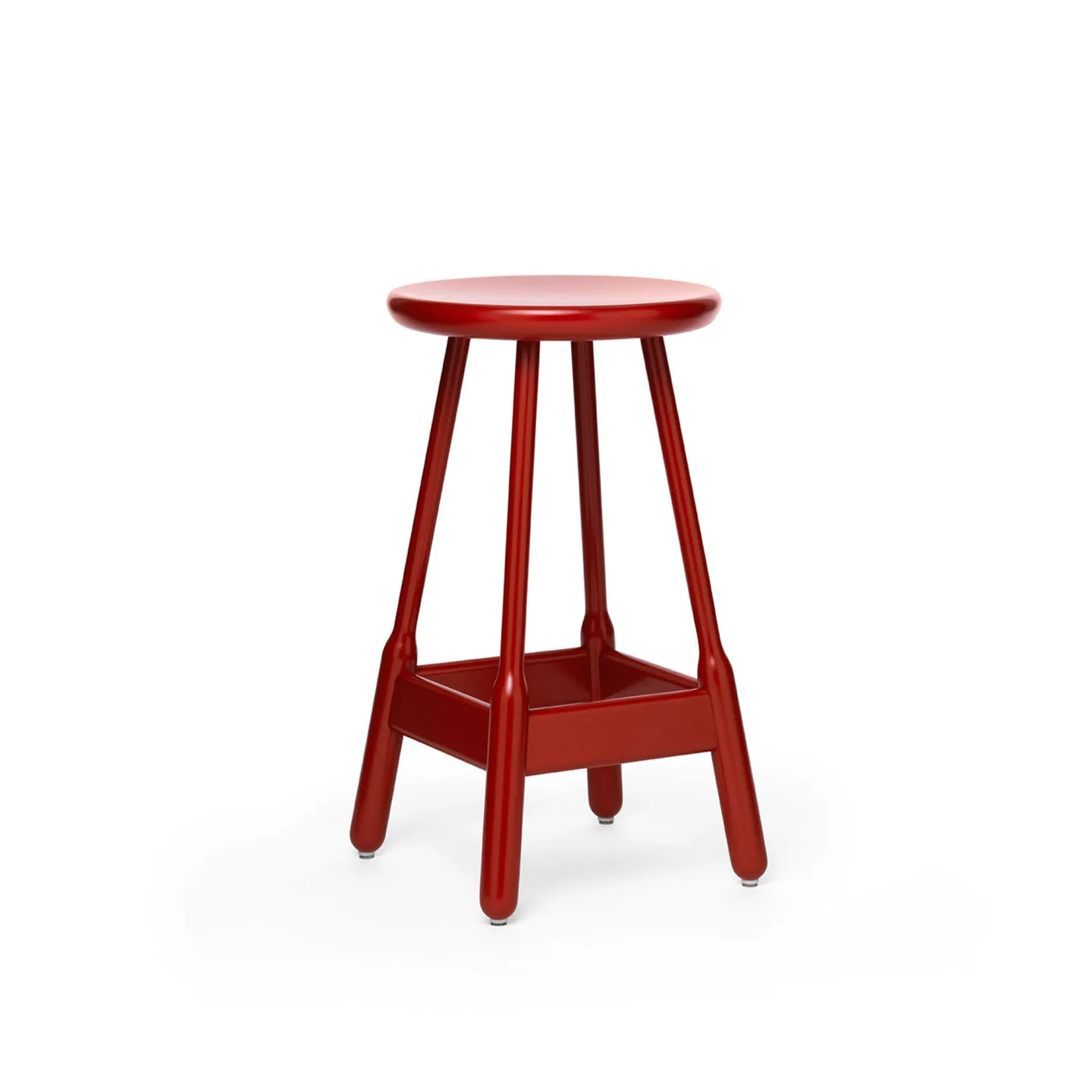 Massproductions - Albert Bar Stool - H 650, Red Lacquered Beech, Utan klädsel - Barstolar - Chris Martin