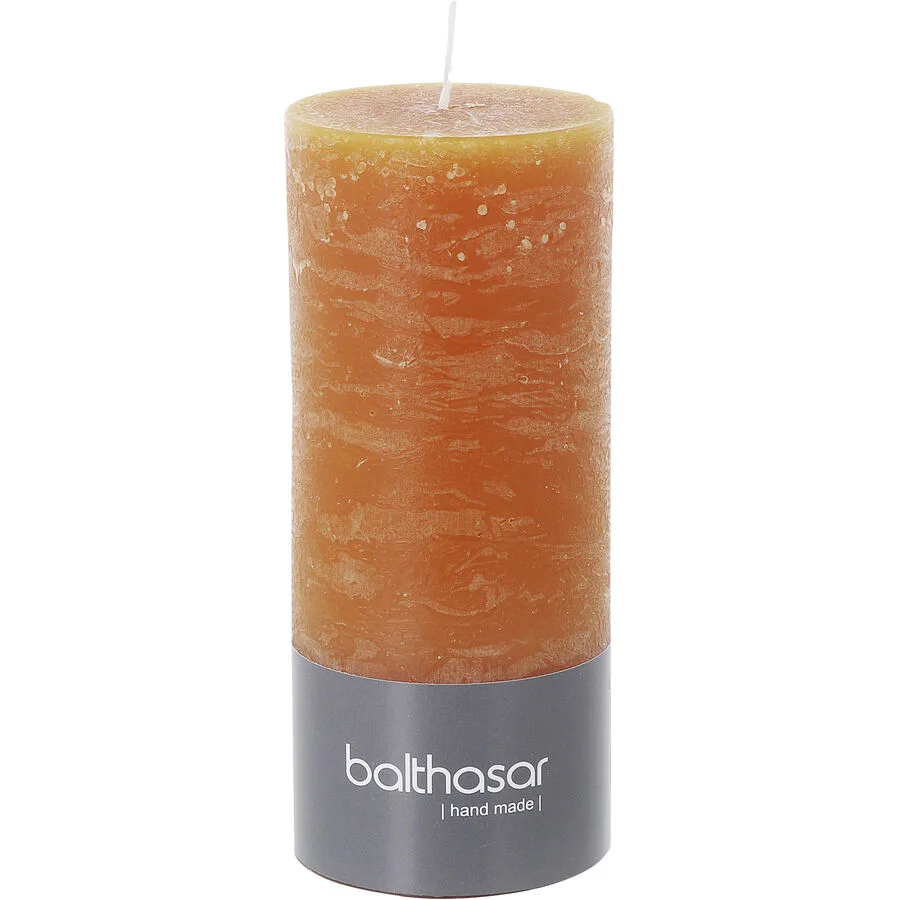 Balthasar Kerze Rustico kürbisorange H14 cm D6 cm, Brenndauer 50h - Farbe: taupe - Material: Wachs