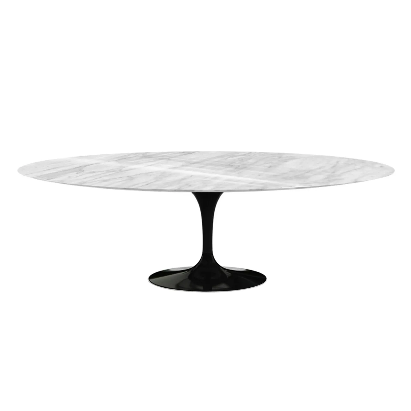 Knoll - Saarinen Oval Table - Matbord, 244 x 137 cm, Svart underrede, skiva i matt Statuarietto marmor - Matbord - Eero Saarinen - Vit - Metall/Sten