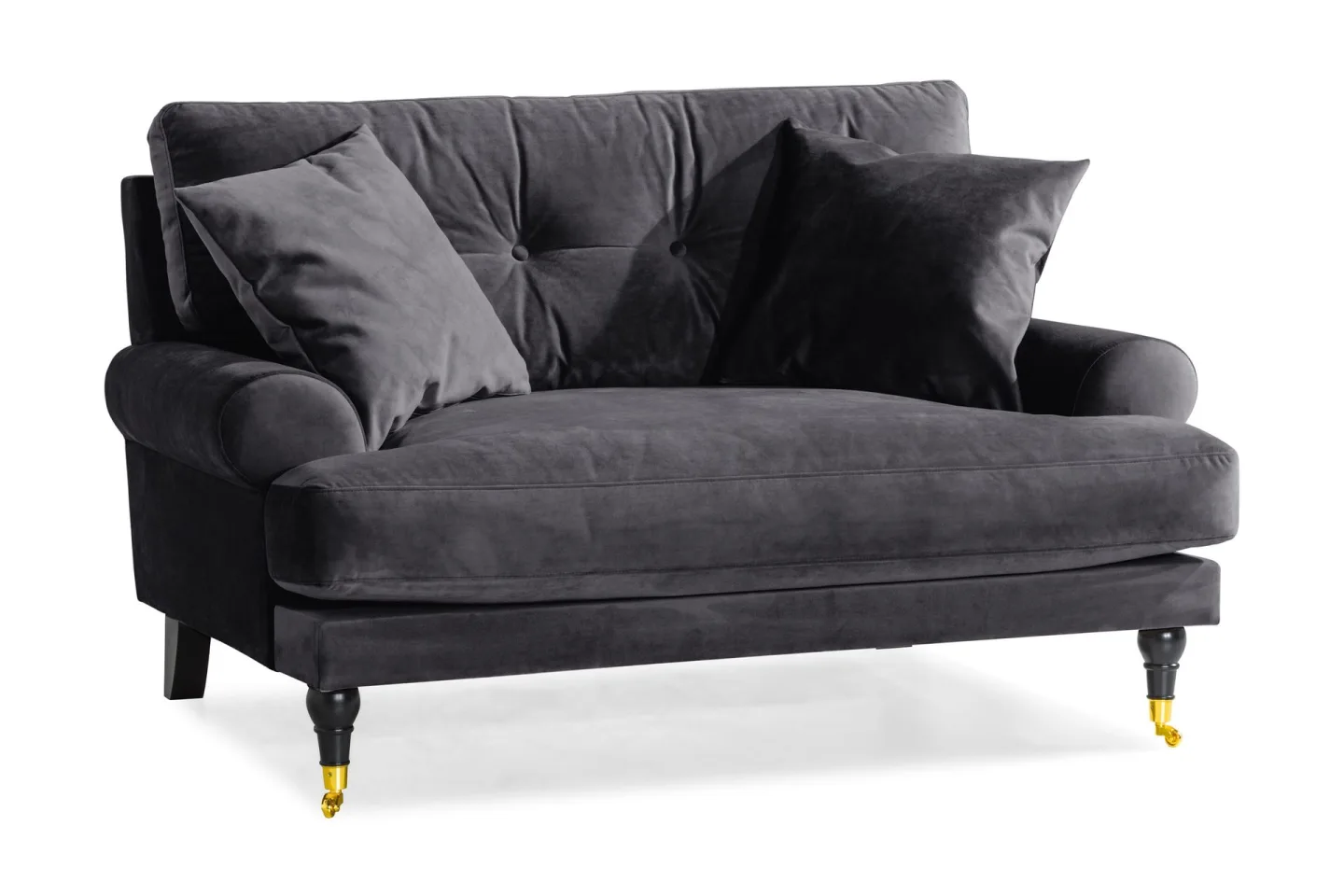 Andrew Loveseat Sammet - Mörkgrå/Mässing
