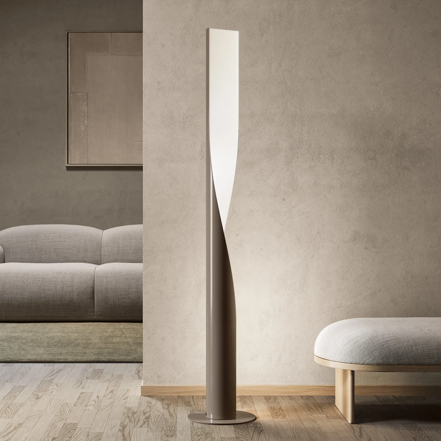 Evita LED-gulvlampe, grå, højde 190 cm, dæmpbar - kdln - Stue - Design - Metal