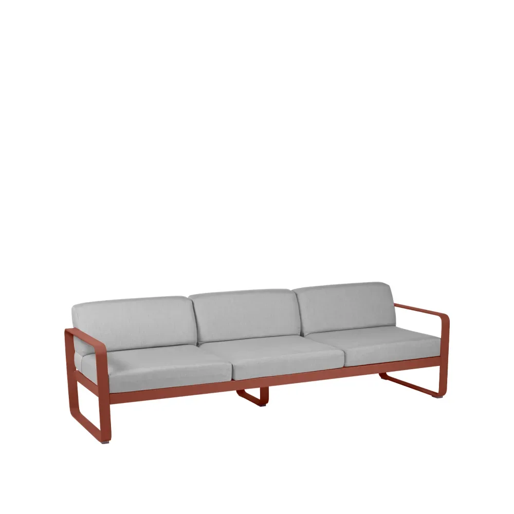 Fermob Bellevie soffa 3-sits Red ochre (röd), flannel grey dyna