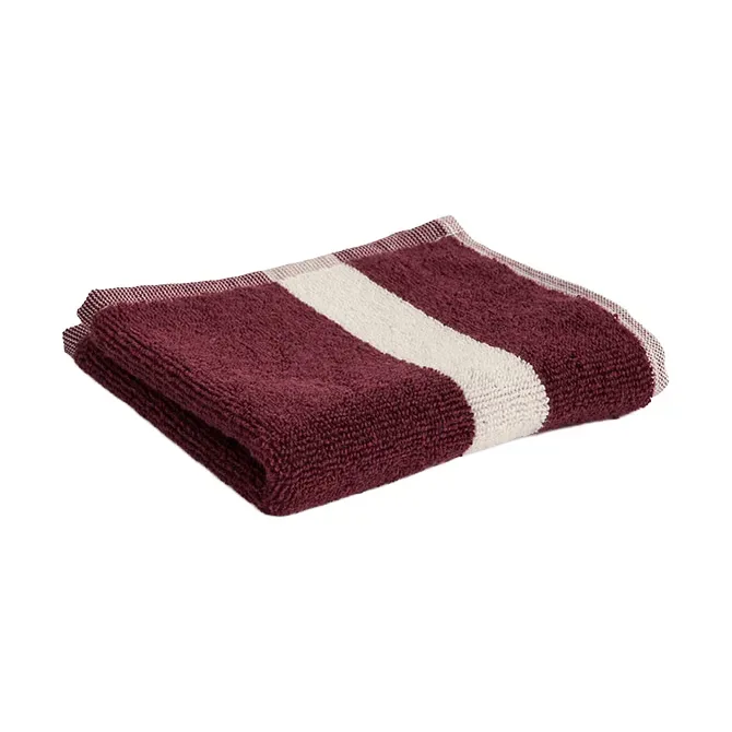 HAY Stripe handduk Burgundy, 30x30 cm