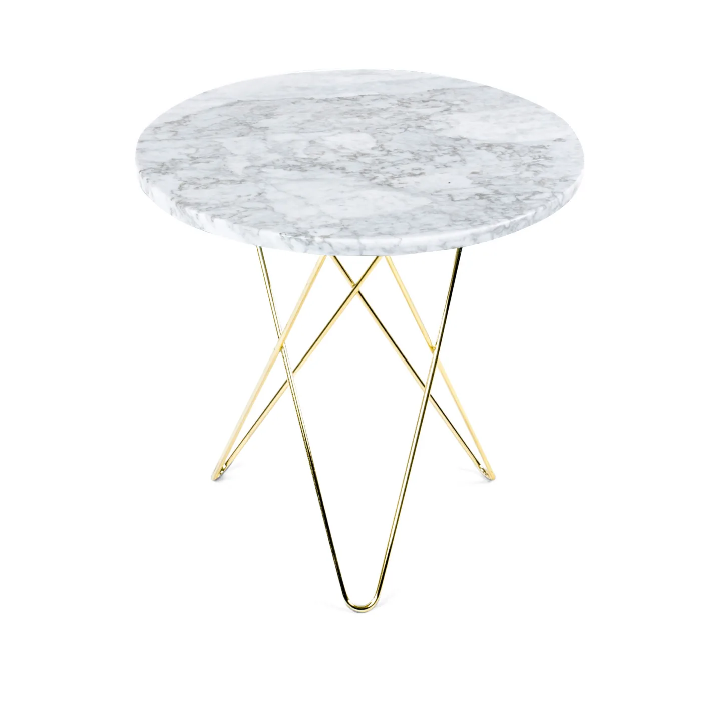 OX Denmarq - Tall Mini O Table, Brass Frame, Top: White Marble - Sidobord - Dennis Marquart - Svart - Metall/Sten