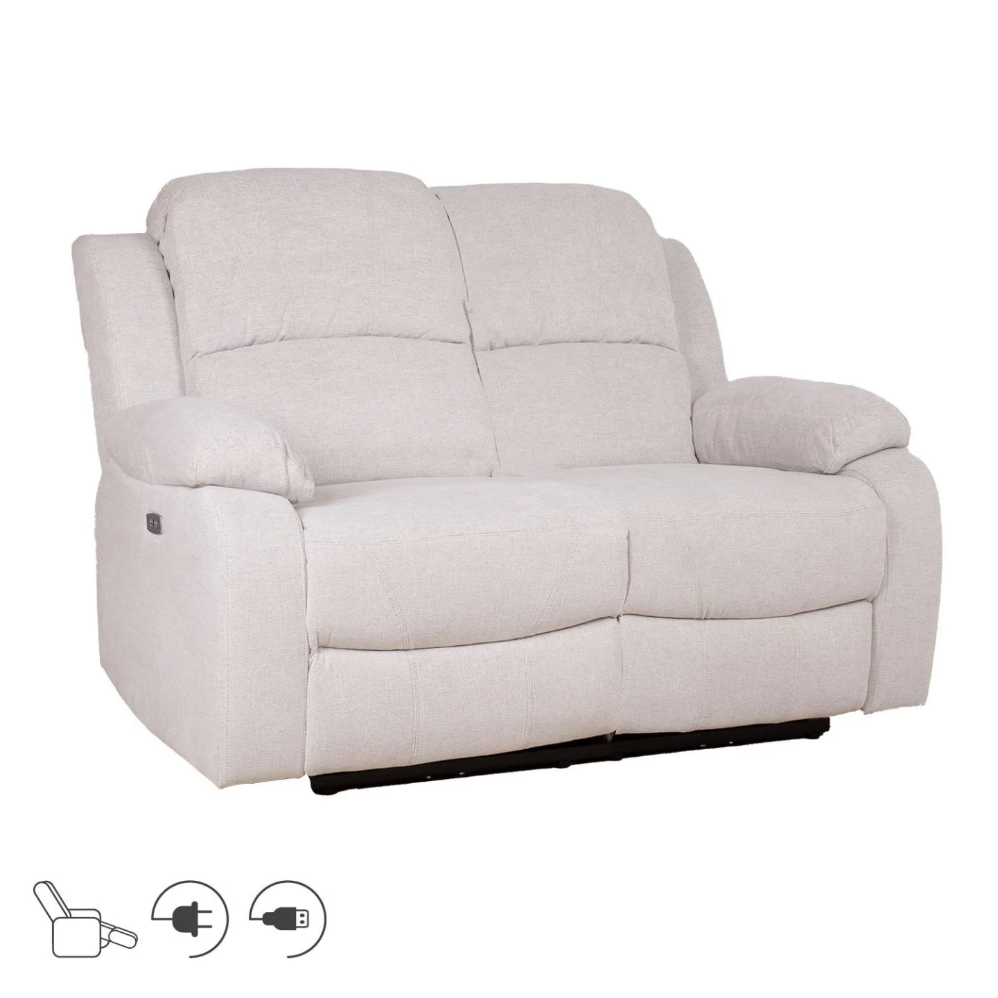 Reclinersoffa Tränor 2-sits med elektrisk mekanism - naturvit