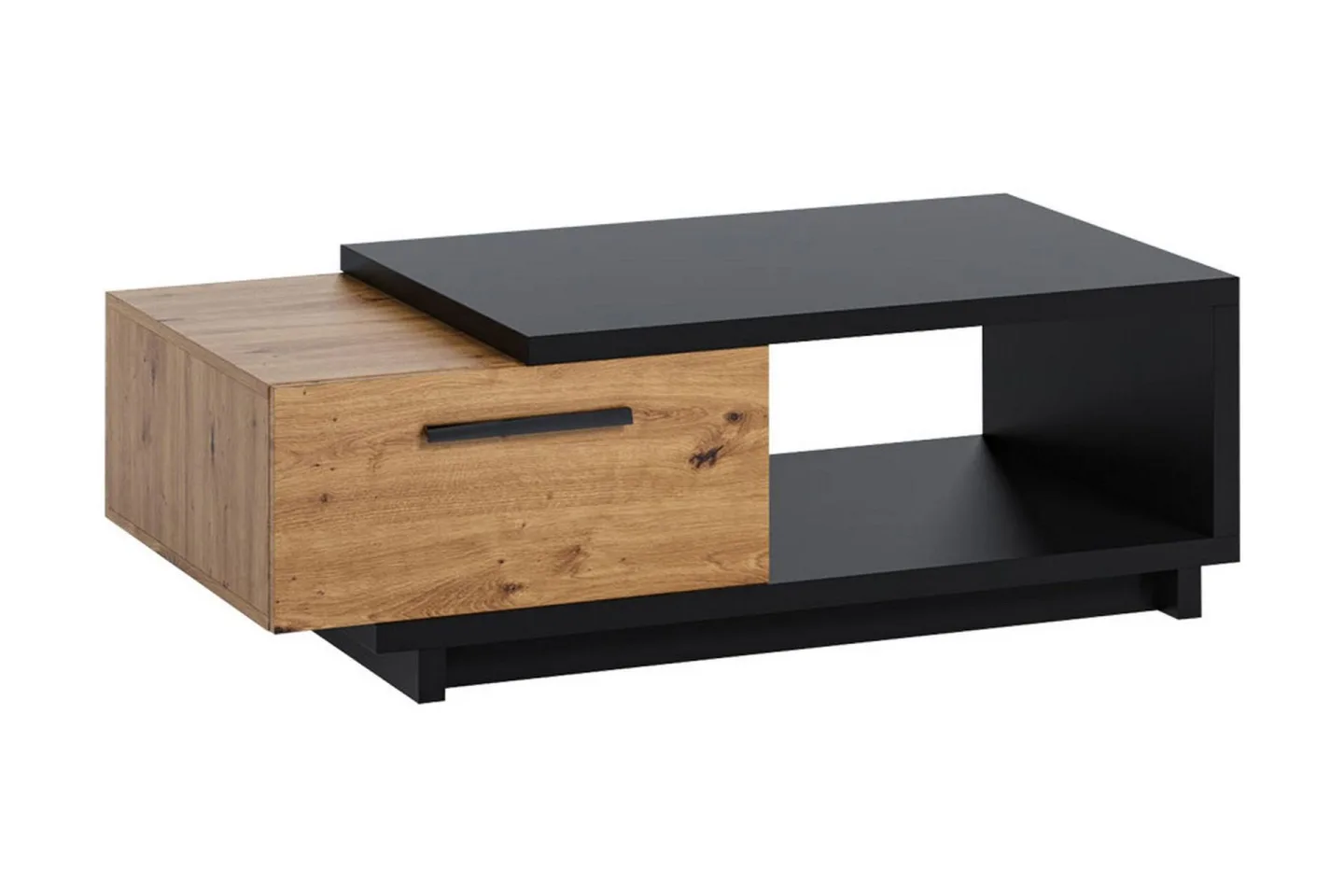Ingram Soffbord 120 cm med Förvaring Låda + Hylla - Natur/Svart