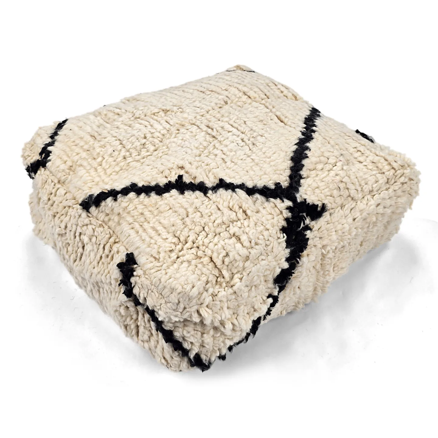 Sittepuff - Marokkansk Beni Ourain 010 (Størrelse: 60 x 60 cm)