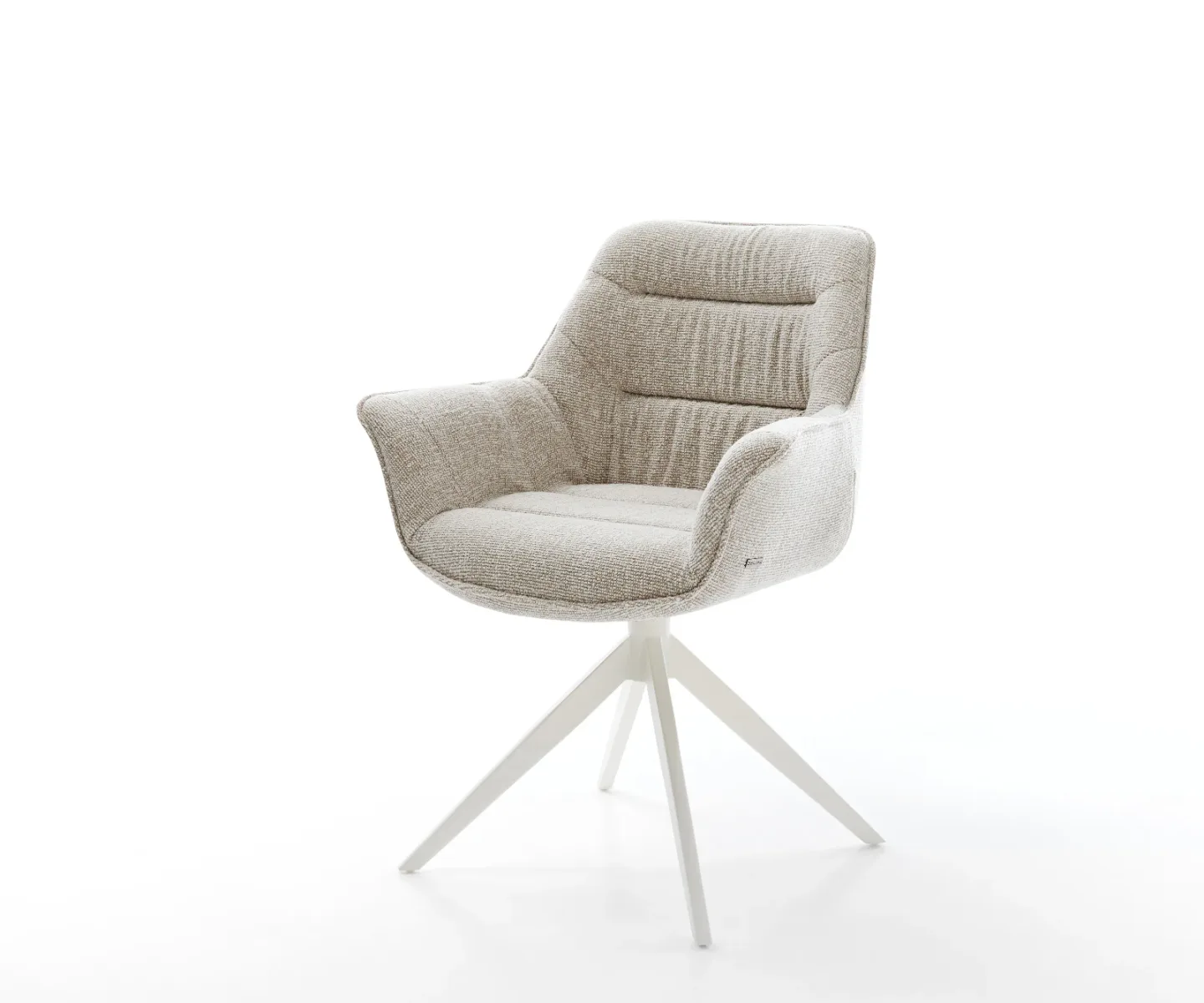 Drehstuhl Kaira-Flex Webstoff Soft Beige Kreuzgestell breit Weiß 360° drehbar Wippfunktion