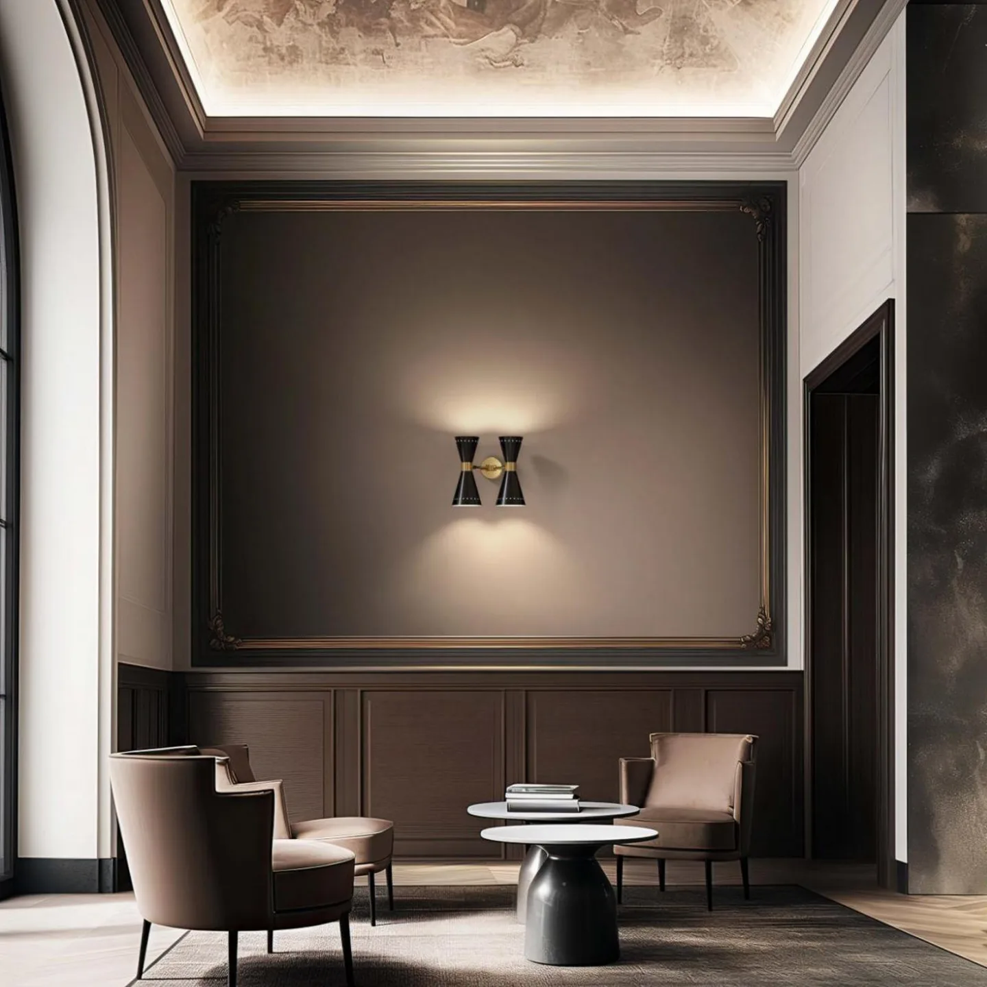 Megafono Wandlampe, schwarz, Breite 33 cm, 4-flg. - Stilnovo - Wohnzimmer - Design - Metall - Mehrflammig