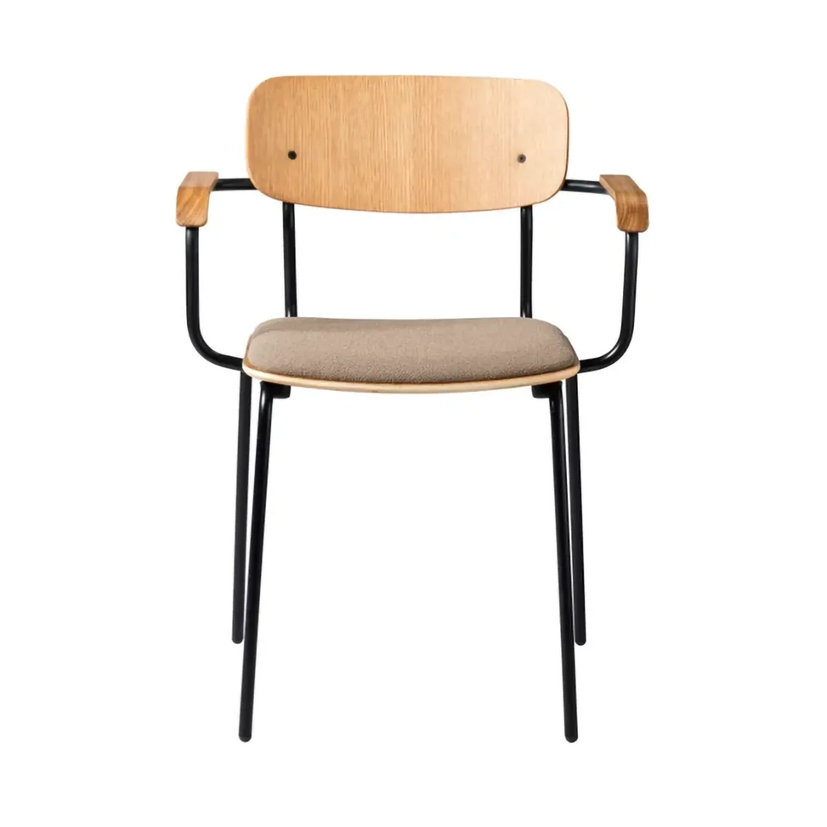 FDB Møbler J183 Holmen karmstol Oak veneer-black legs-taupe
