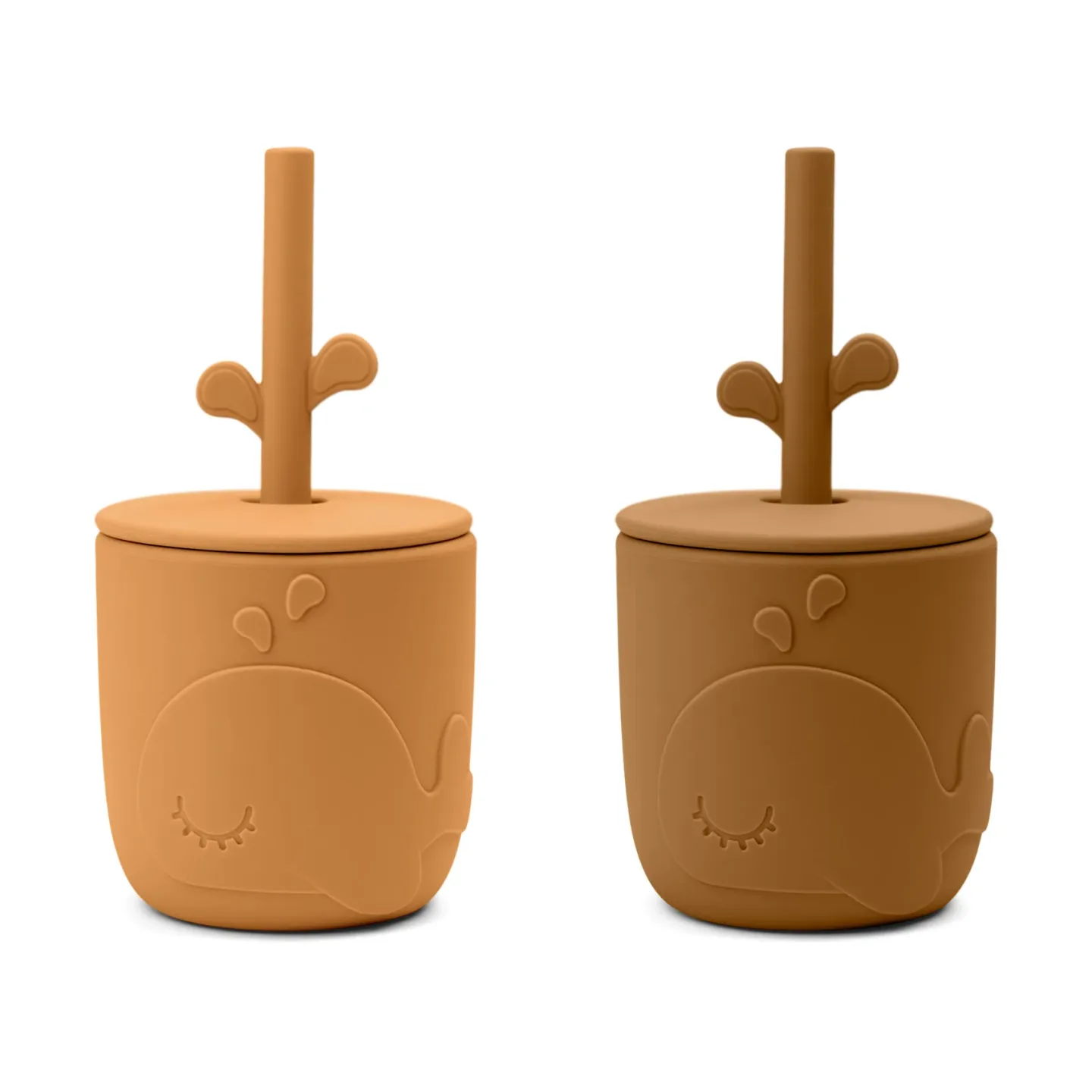 Done by deer Wally Becher mit Peekaboo-Strohhalm 2er-Pack Mustard
