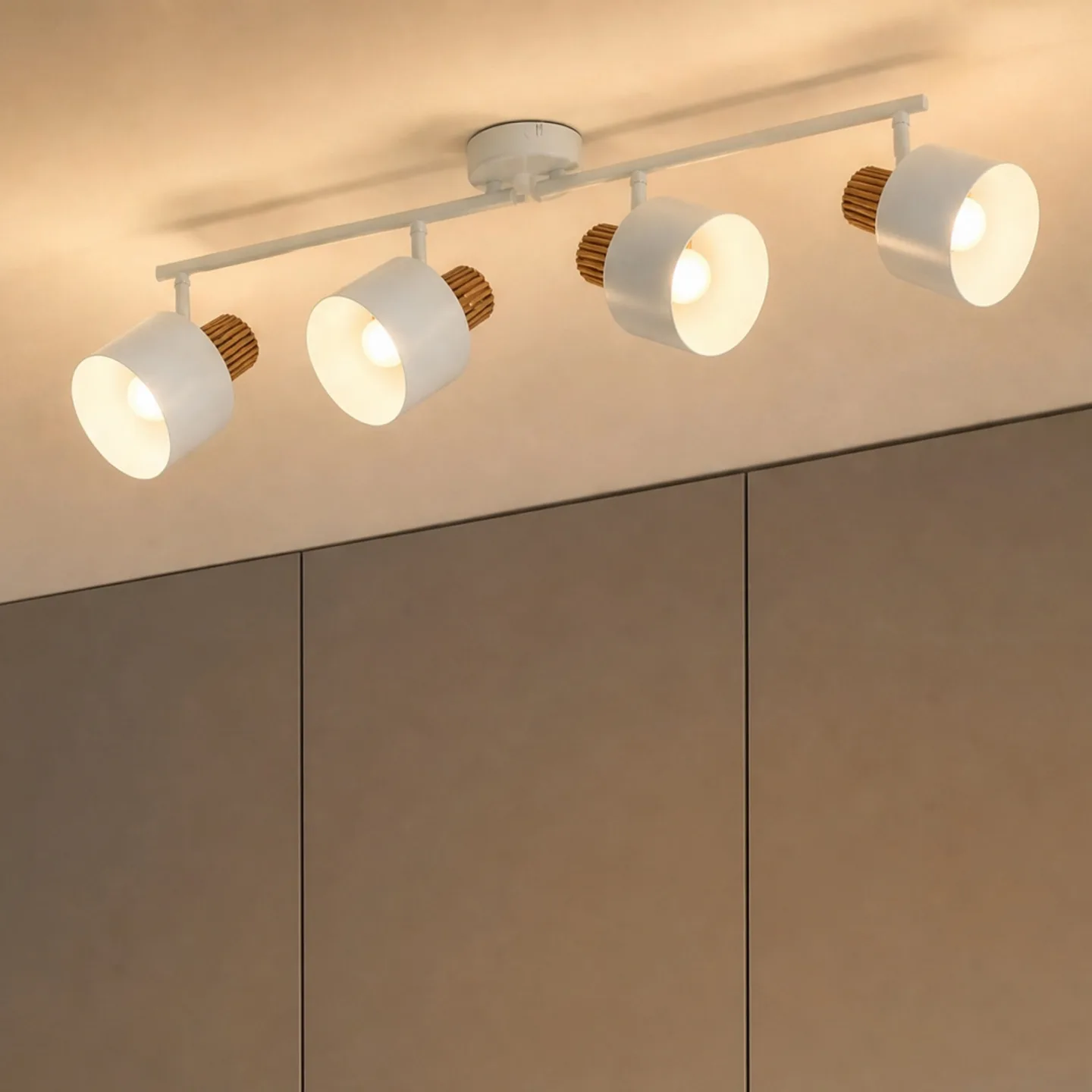Lenja takspotlight, E14, beige, 4 lampor, metall – Lindby - Vardagsrum - Modern - Med flera ljuskällor