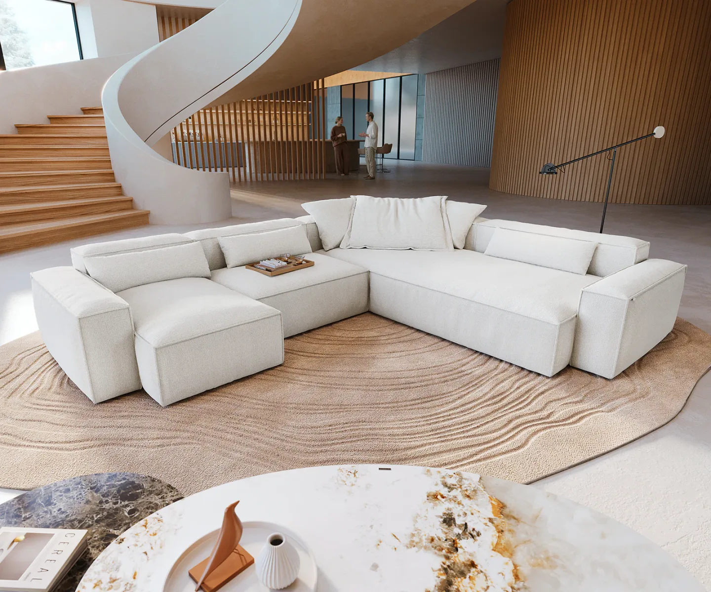 Wohnlandschaft Freestyle Cozy 360x290 cm Bouclé Soft Beige