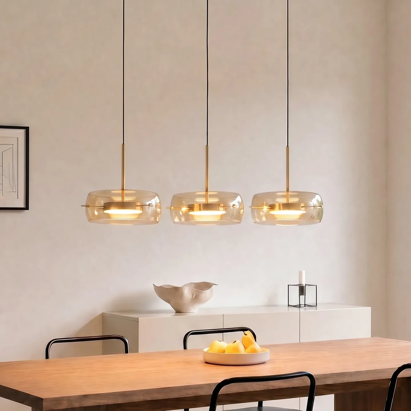Martis LED-Hängeleuchte, amber, dimmbar, 3-flammig - Lucande - Esszimmer - Modern - Glas - Mehrflammig