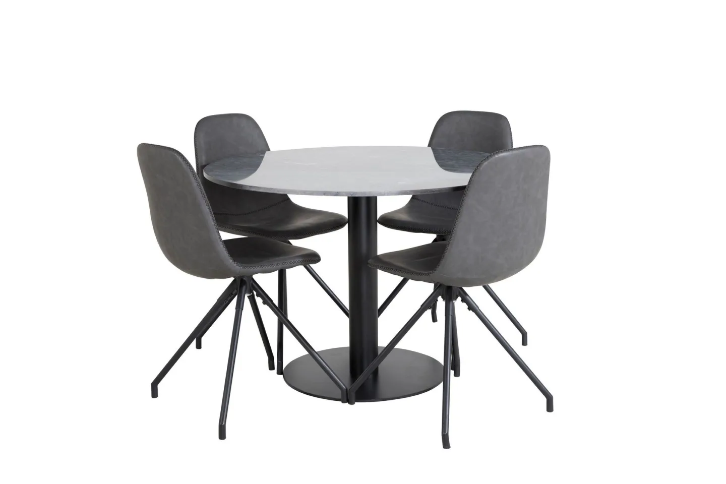 Estelle Matgrupp 106 cm Rund med 4 Polar stolar - Svart