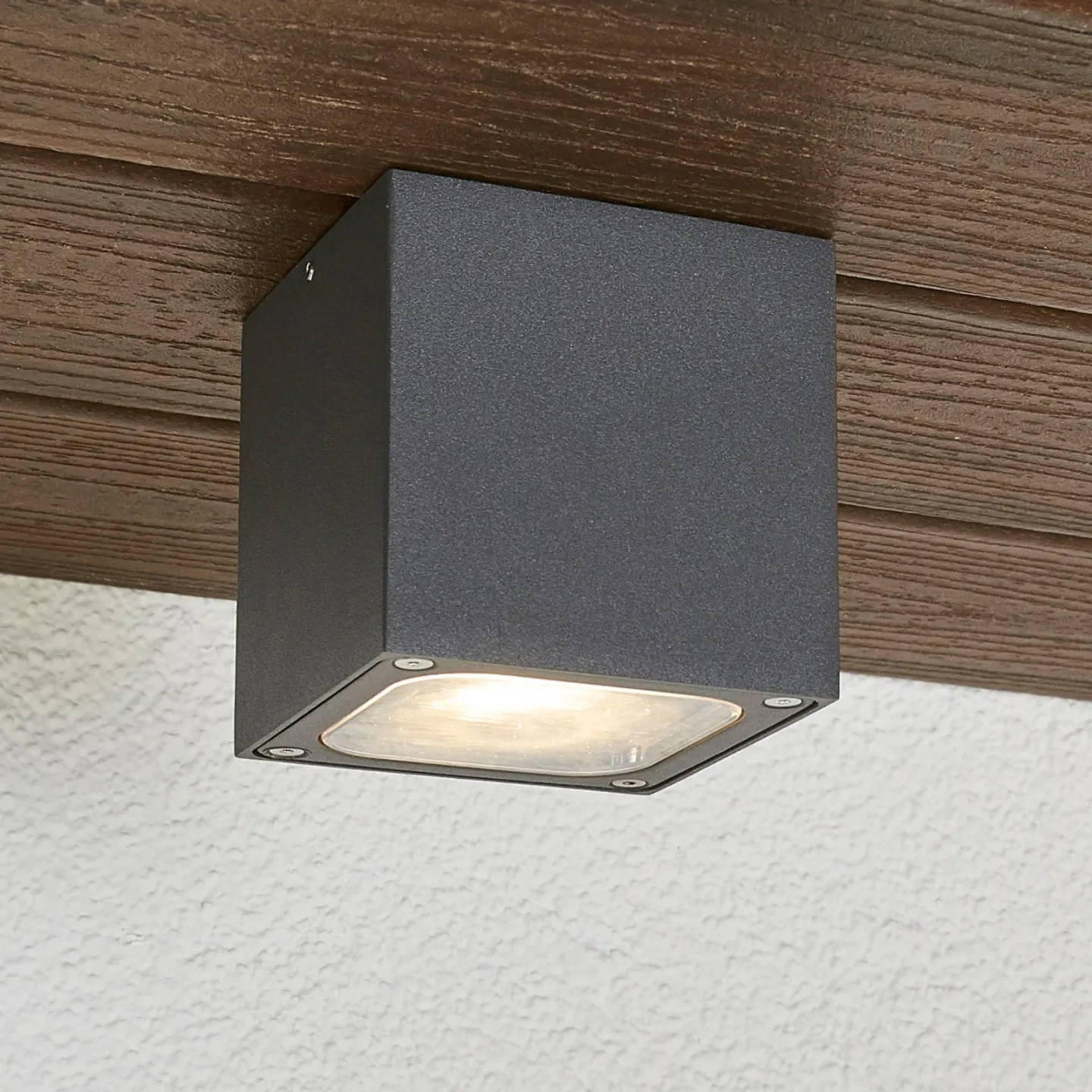 Tanea LED Außen Deckenleuchte 10x10 Dark Grey - Lucande - Modern - Metall - Eckig