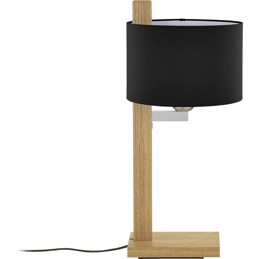 HERZBLUT Tischlampe Lydia Schwarz Holz/Metall 23 cm 55 cm - Material: Nickel/Holz