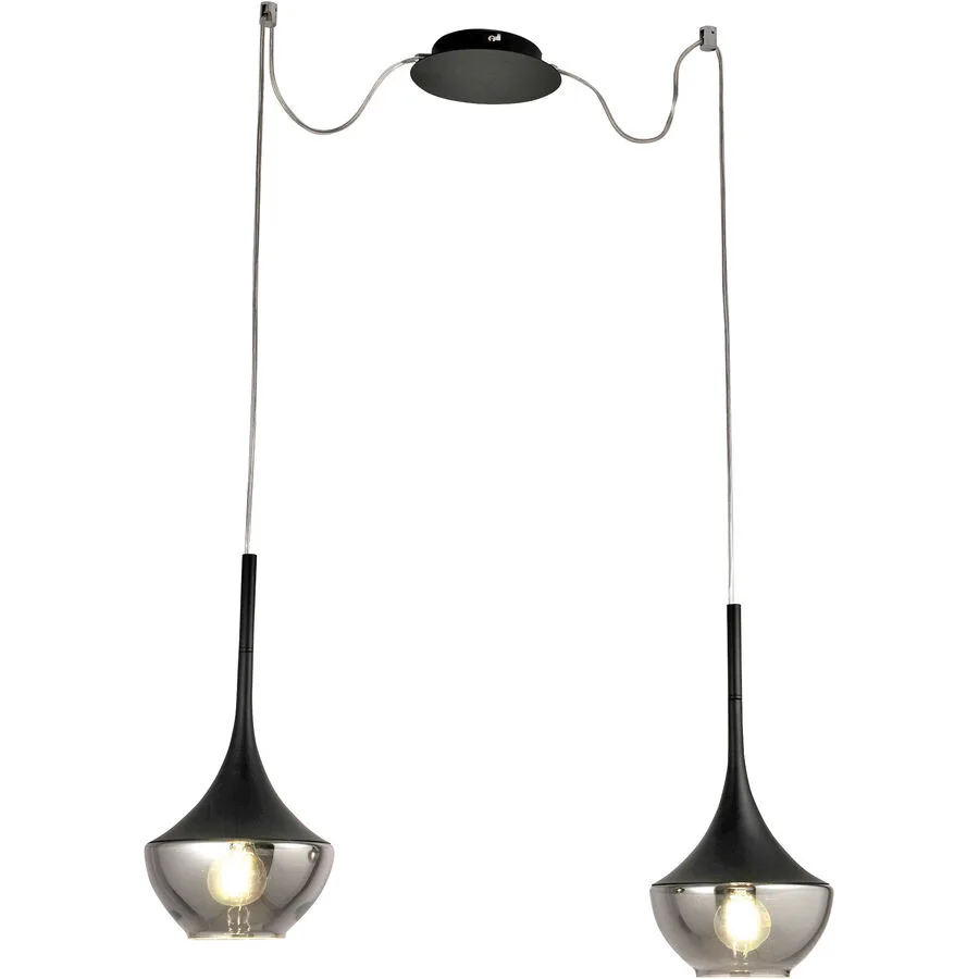 Pendellampe Lindita Schwarz Glas/Metall 70 cm 35 cm - Material: Metall/Glas