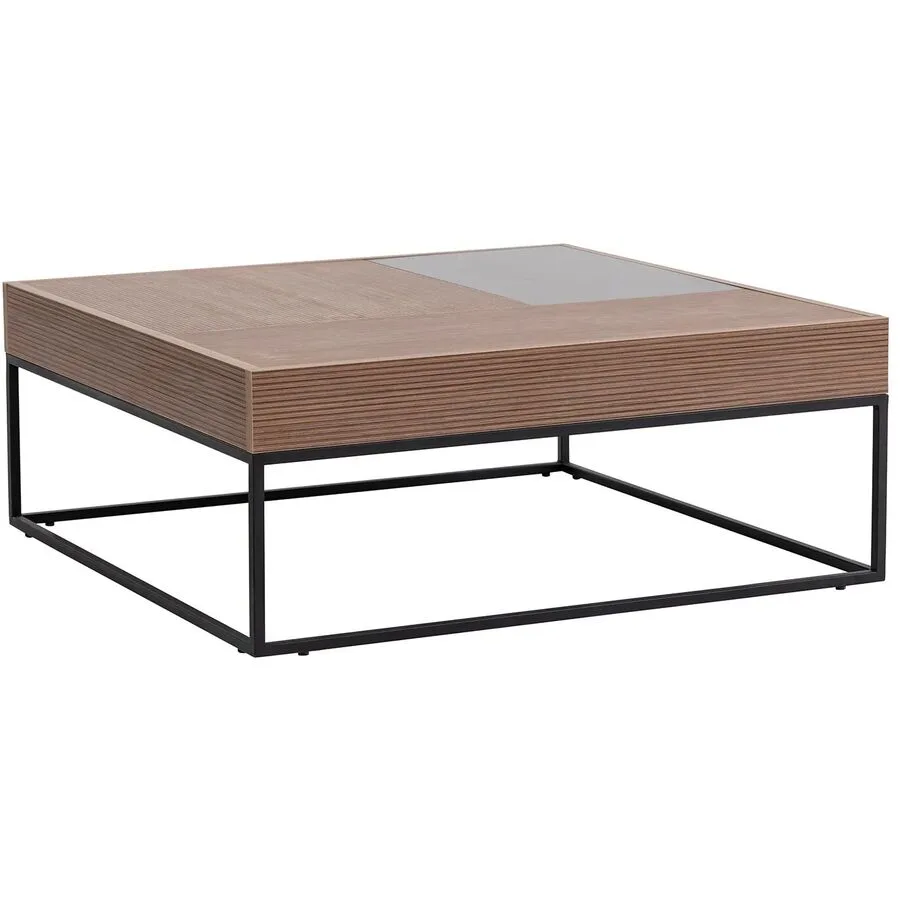 Salontisch Yasam Walnuss, schwarz Melaminbeschichtete Spanplatte B 90 T 90 cm