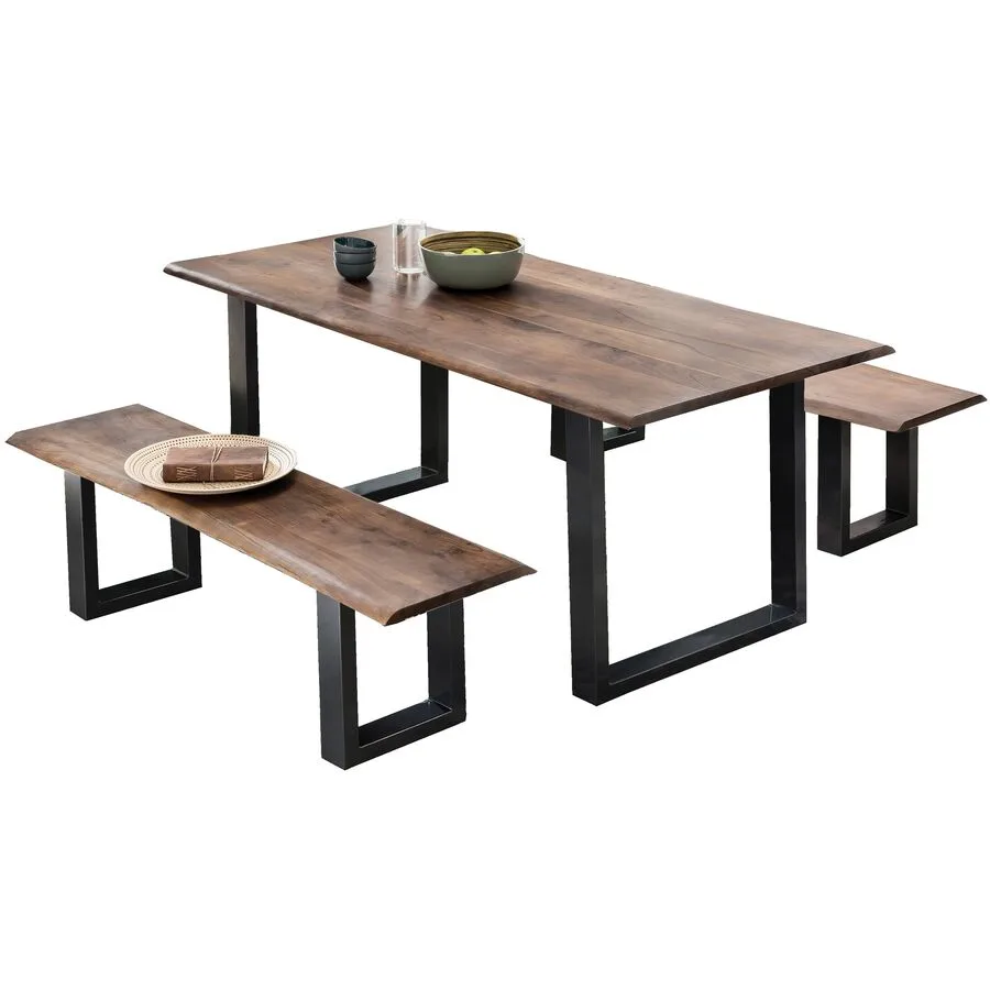 Tisch Pan Nussbaum/schwarz Akazie Massivholz B 160 T 85 cm