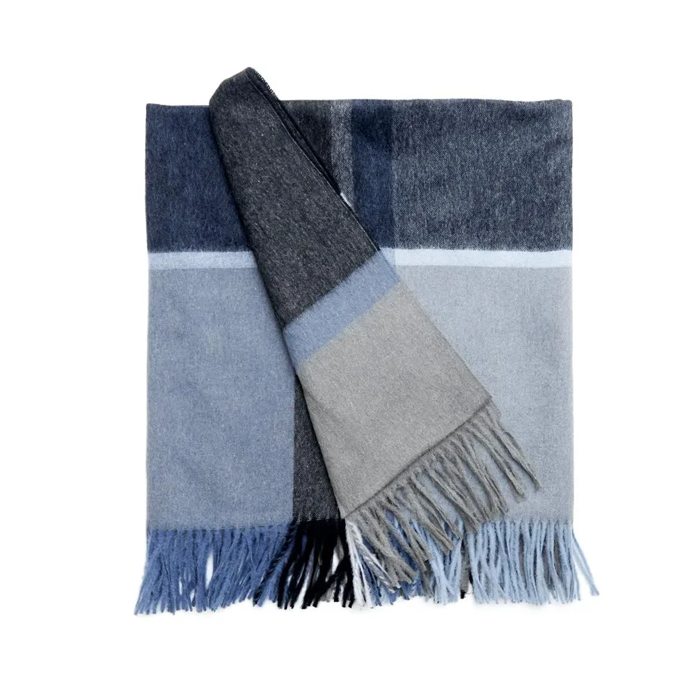 Elvang Denmark Manhattan pläd steel blue-dusty ocean