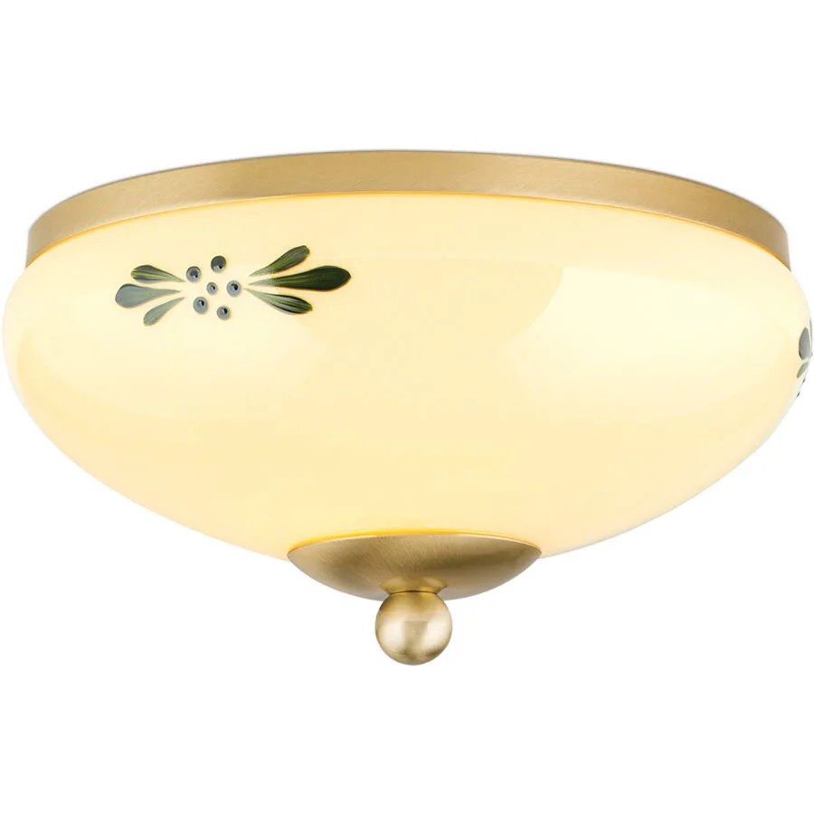 Deckenlampe Landhaus Stahl/Glas 21 cm 11 cm - Farbe: messing matt - Material: Glas/Stahl