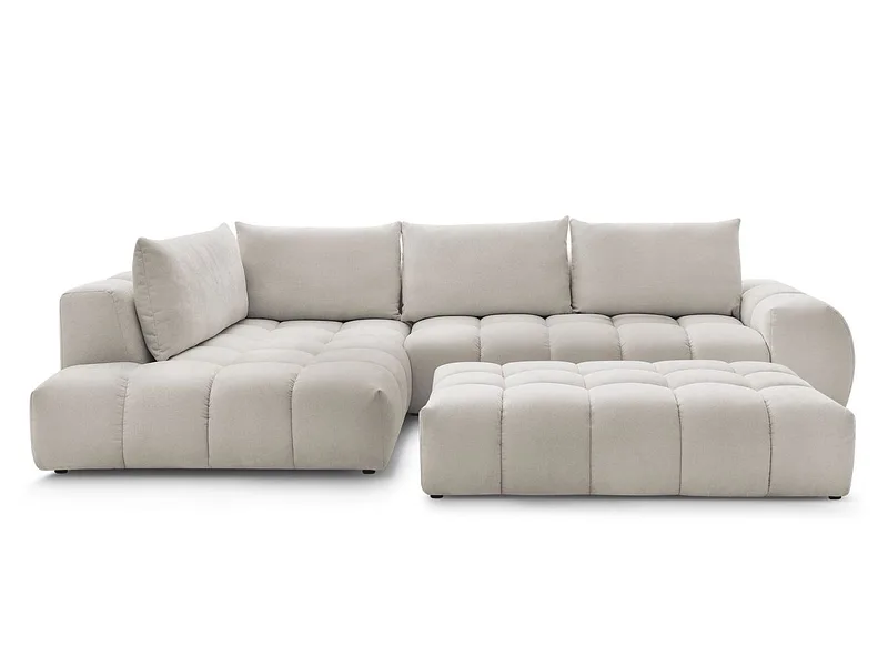 Ecksofa mit Hocker BOBOCHIC EVEREST Stoff mit Textur beige