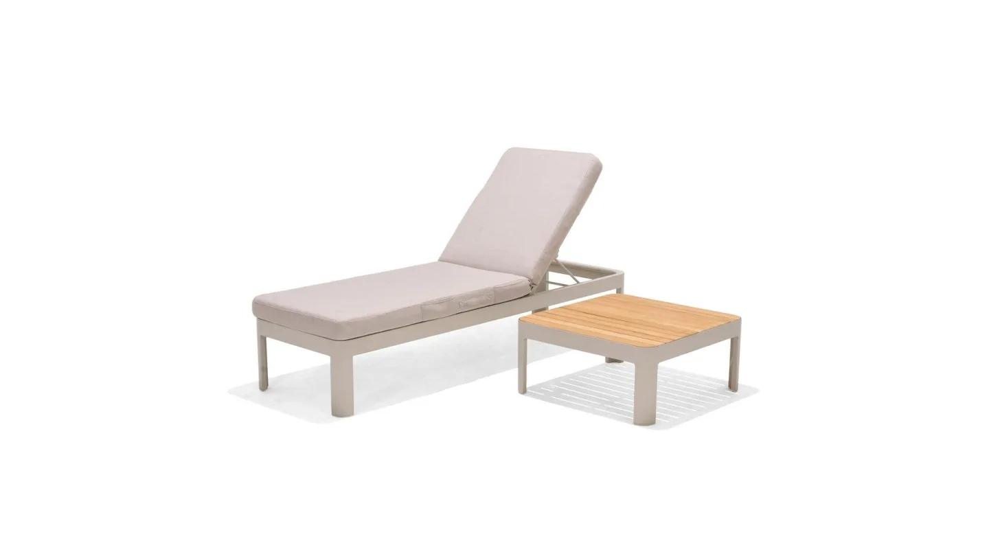 Portals Solsäng med Dyna 189 cm - Vit/Trä