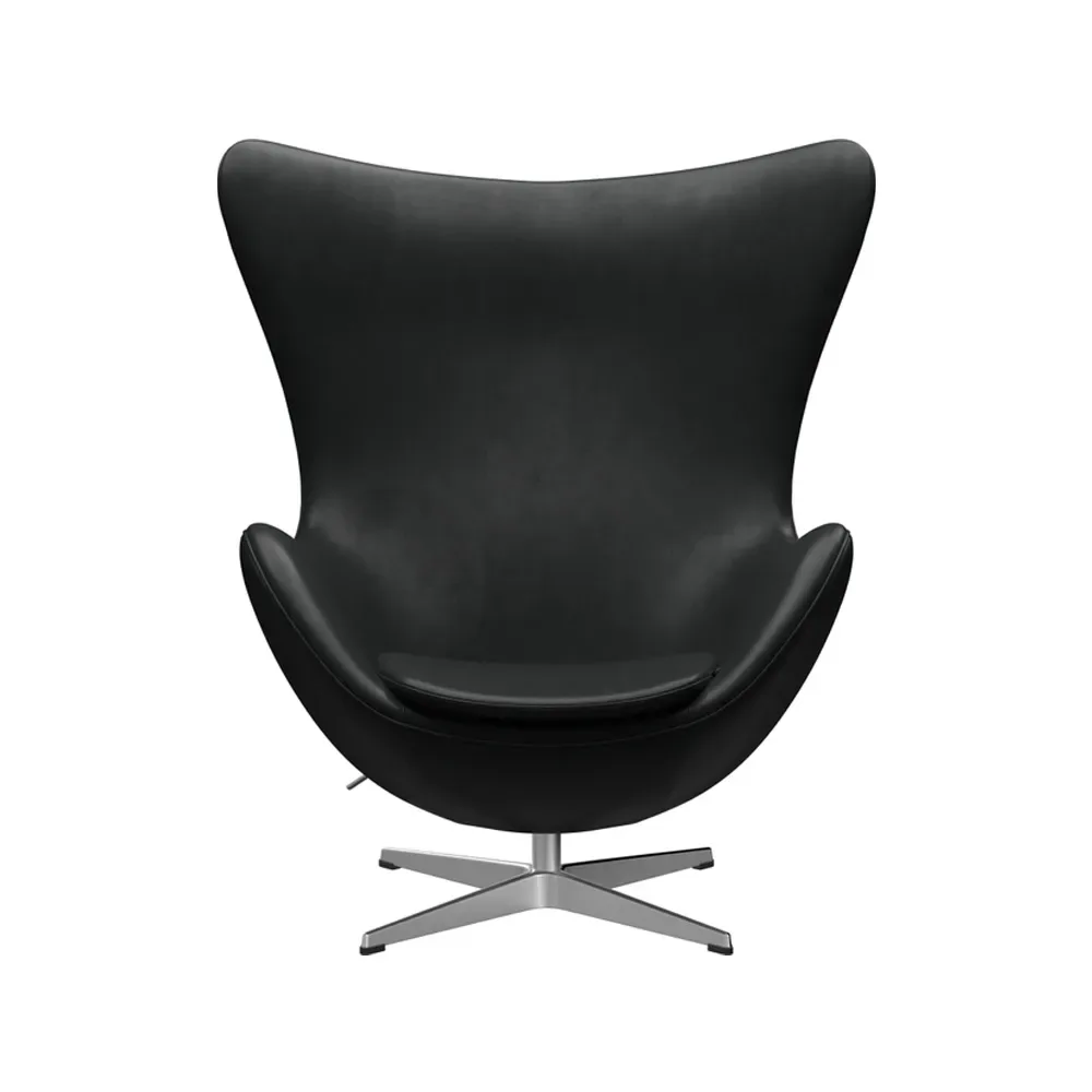 Fritz Hansen Ägget 3316 fåtölj Leather grace black-steel