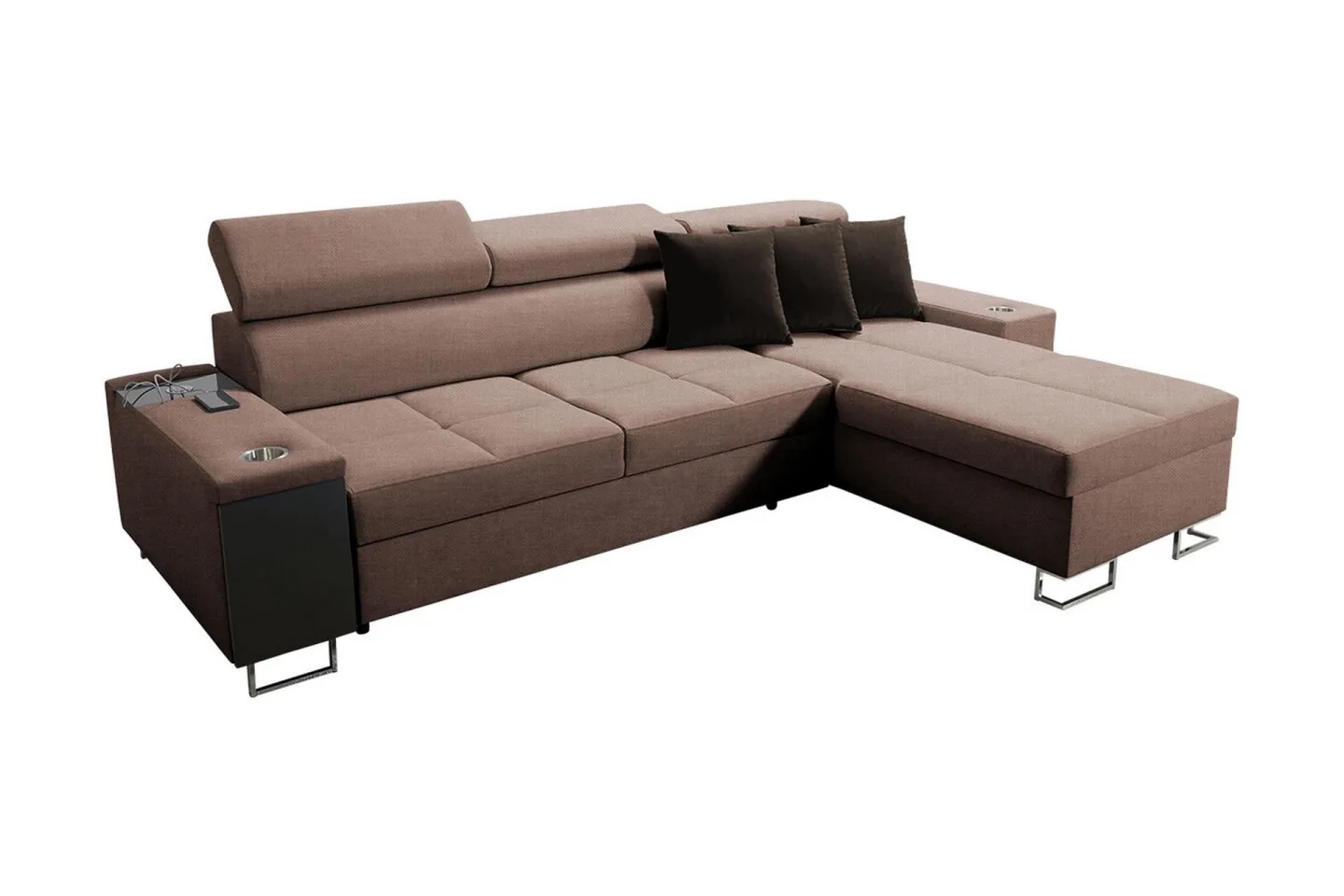 Morenia 3-sits Hörnbäddsoffa Höger - Brun