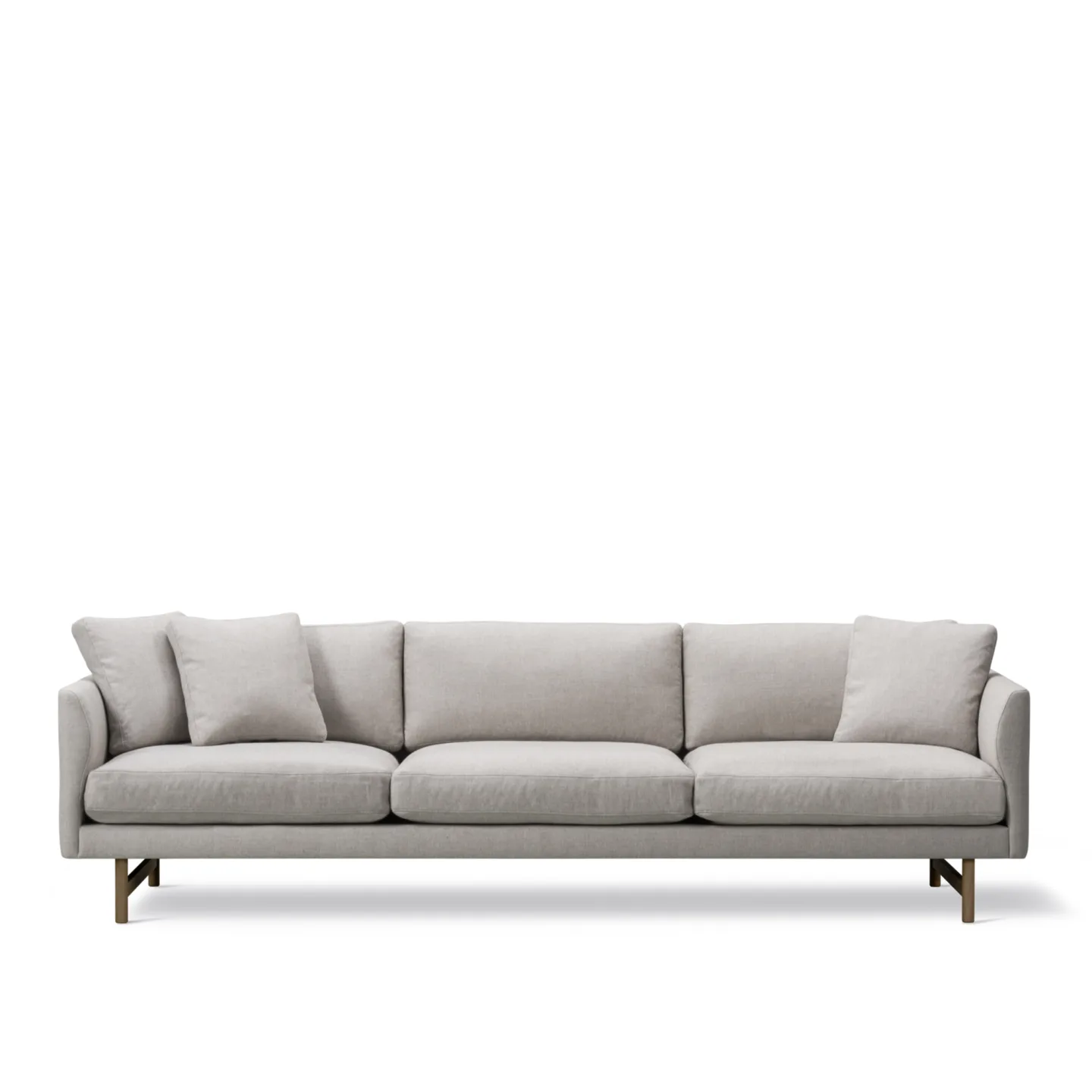 Fredericia Furniture - Calmo 3 Seater 80 Wood Base, Fabric 3 - Sunniva 717, Smoked oak - Soffor - Hugo Passos - Grå