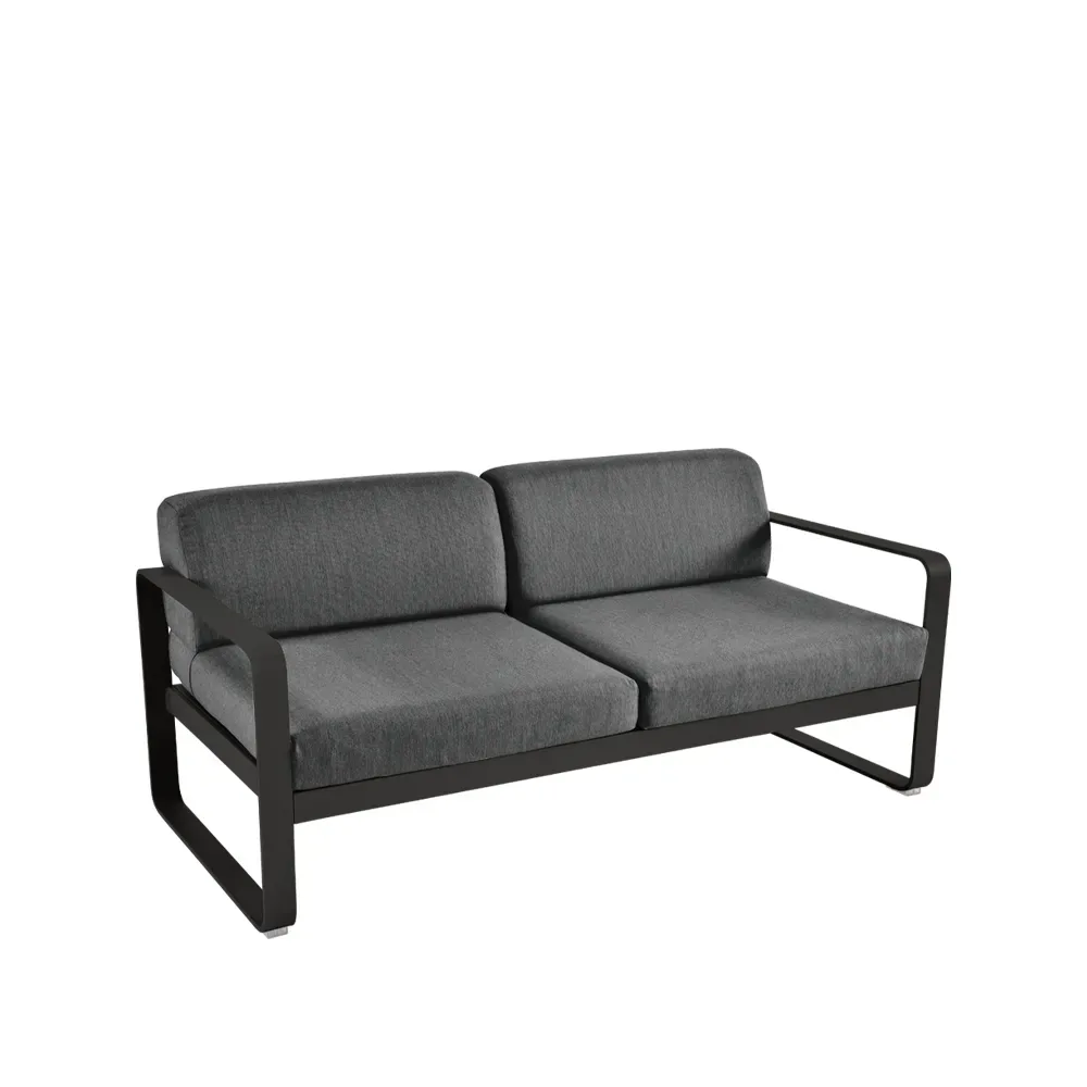 Fermob Bellevie 2-sits soffa Liquorice (svart), graphite grey dyna