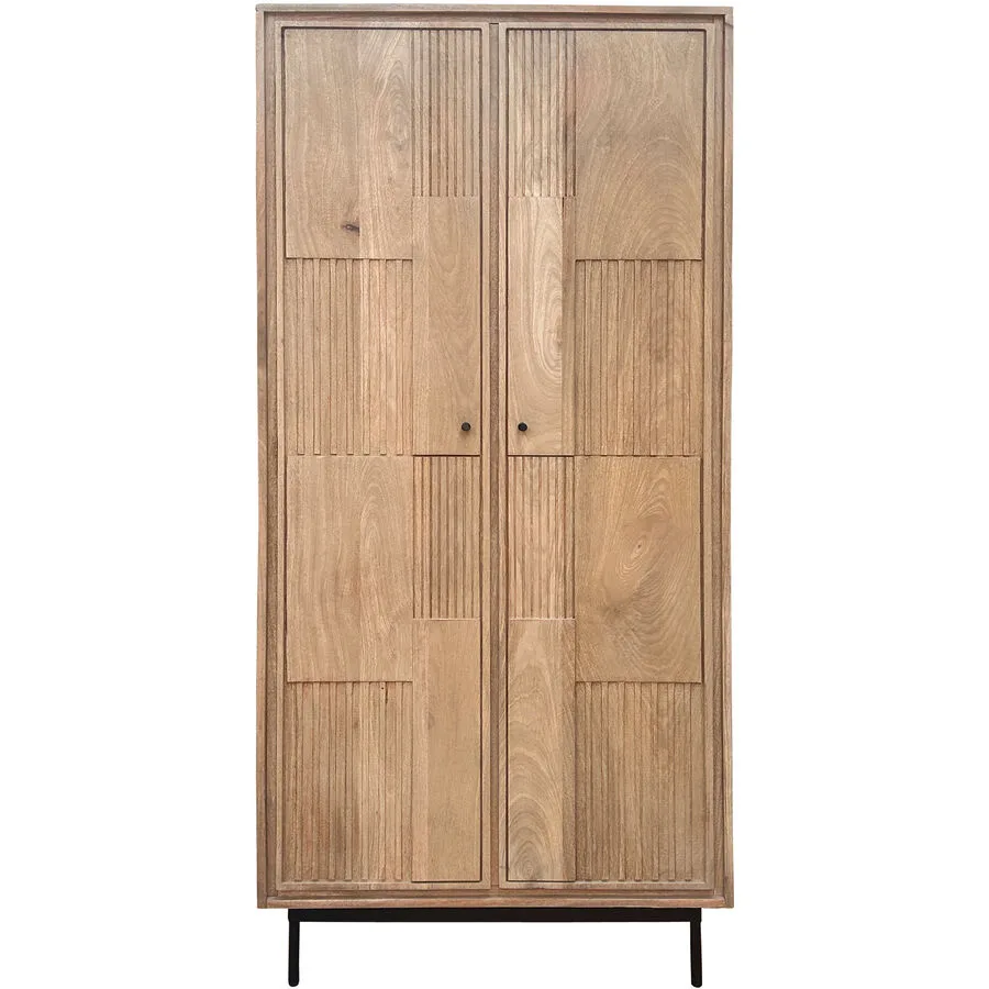 Schrank Seka natur/schwarz Mango B 80 cm