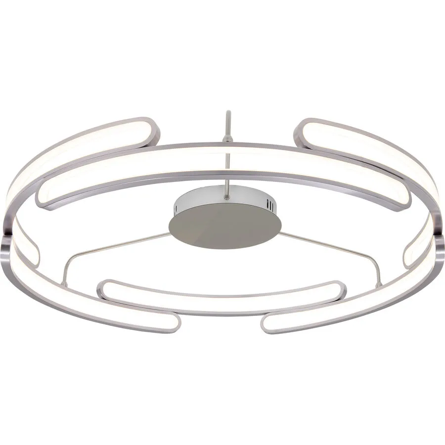 Deckenlampe Juba Grau Metall/Kunststoff 80 cm 15 cm - Farbe: Nickel matt - LED - Lichtfarbe: Extra warmweiss - Helles Neutralweiss - Deckenlampe- LED