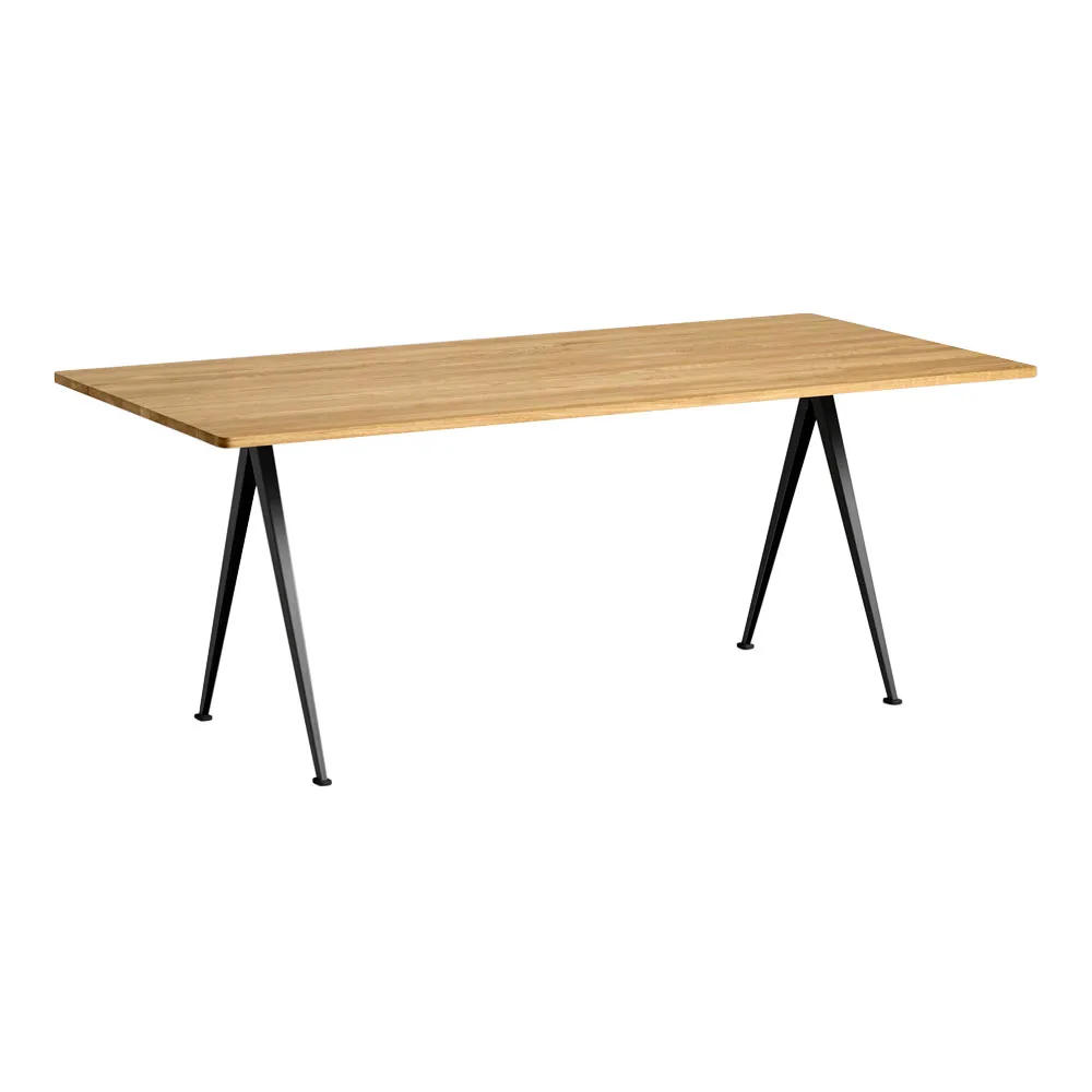 HAY - Pyramid Table 02 190x85 cm Svart/Klarlackad Ek - Matbord - Friso Kramer,Wim Rietveld - Träfärgad - Metall/Trä