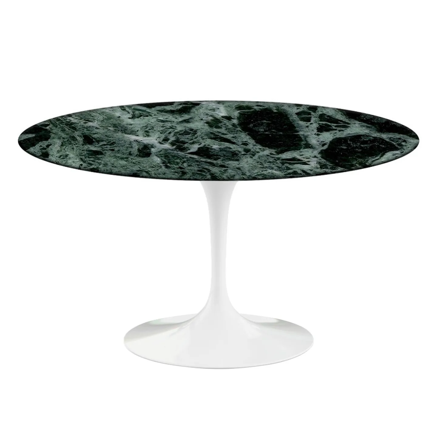 Knoll - Saarinen Round Table - Matbord, Ø 137 cm, Vitt underrede, skiva i glansig grön Alpi marmor - Matbord - Eero Saarinen