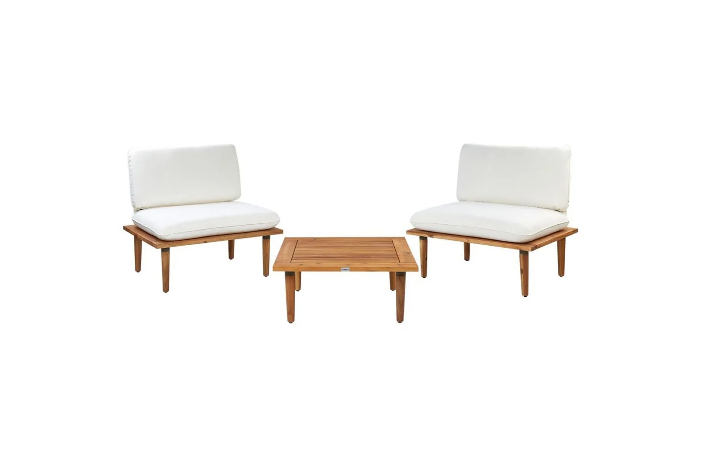 Loungegrupp med bord Frascati Vit/ljust trä, 2-Sits - Vit/ljust trä, 2-Sits