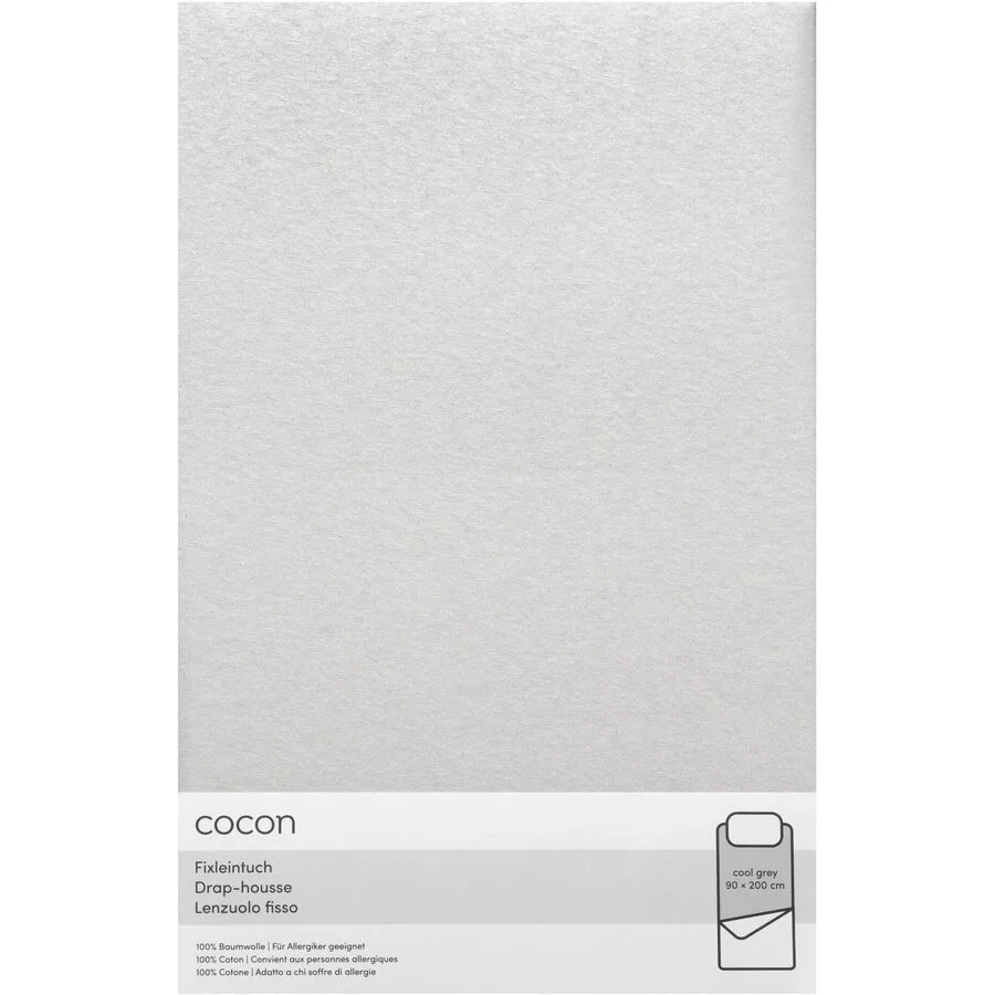 Fixleintuch COCON Hellgrau Baumwolle 90 x 200 cm - Material: Jersey