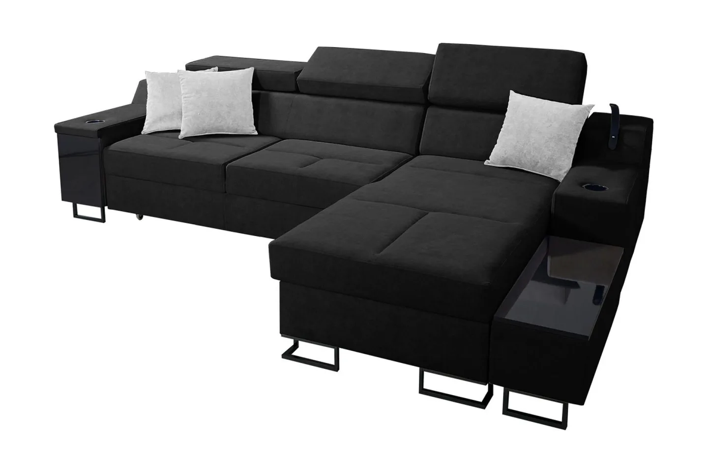 Seginus Bäddsoffa m. Divan Förvaring 3-sits 226x127 - Svart