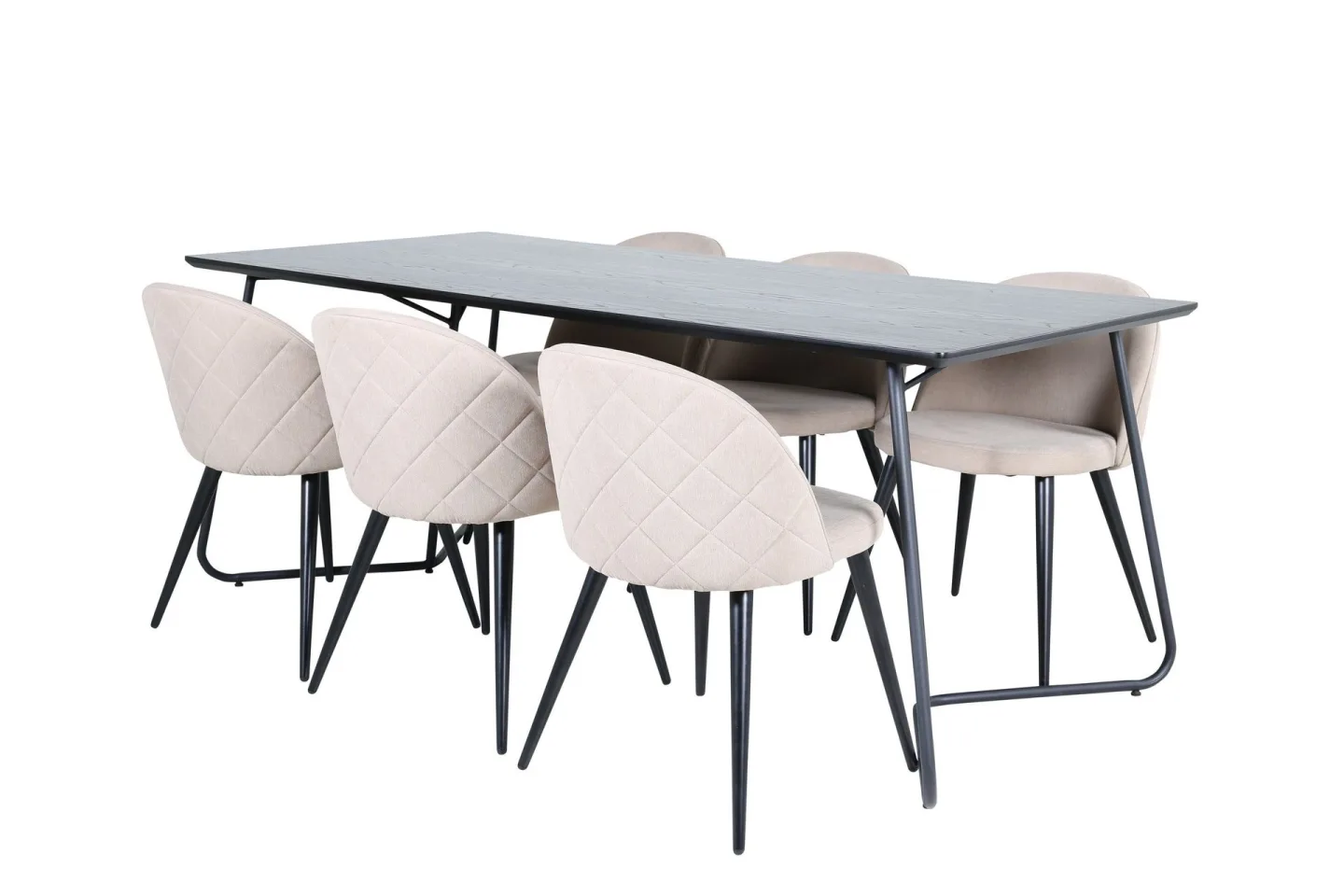 Petra Matgrupp 190 cm Rektangulär med 6 Velvet stolar - Beige