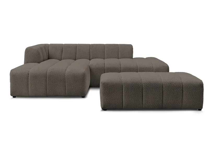 Ecksofa mit Hocker BOBOCHIC ANNECY Boucle-Stoff rotbraun